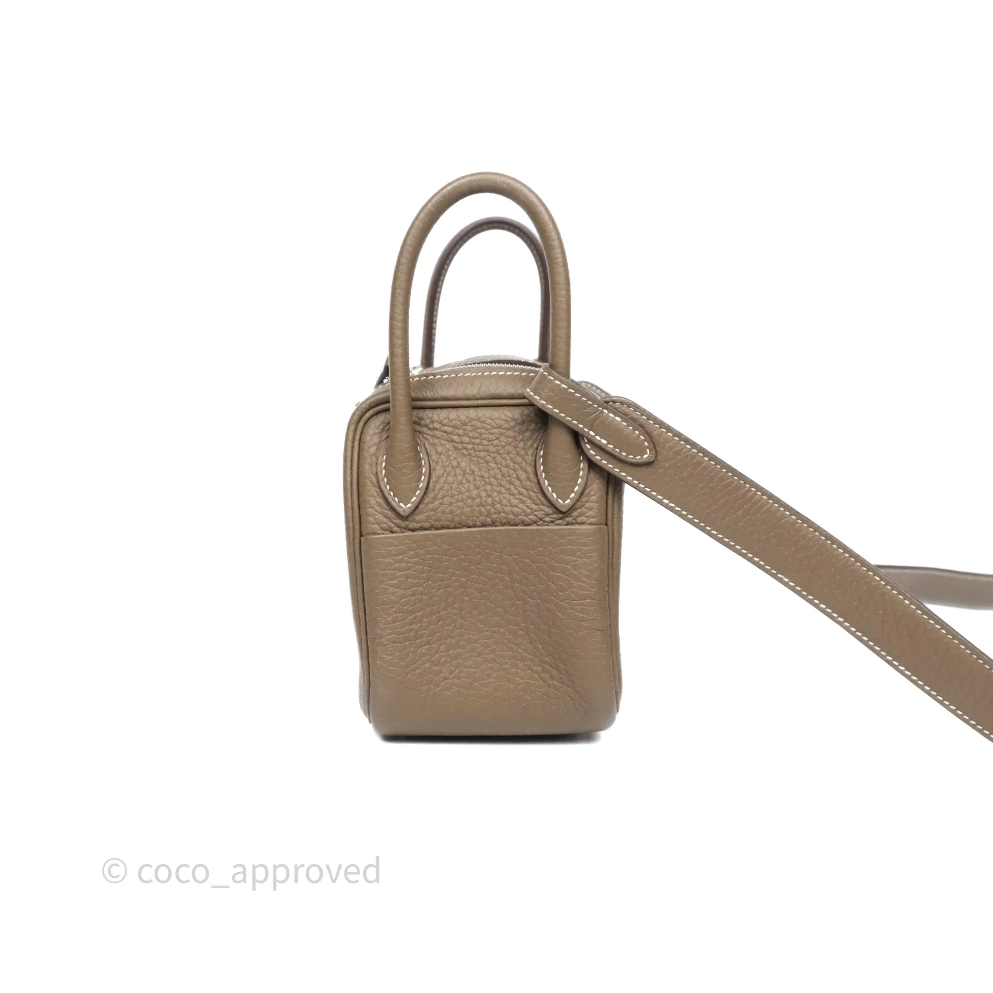 Herms Mini Lindy 20 Etoupe 18 Clemence Palladium Hardware
