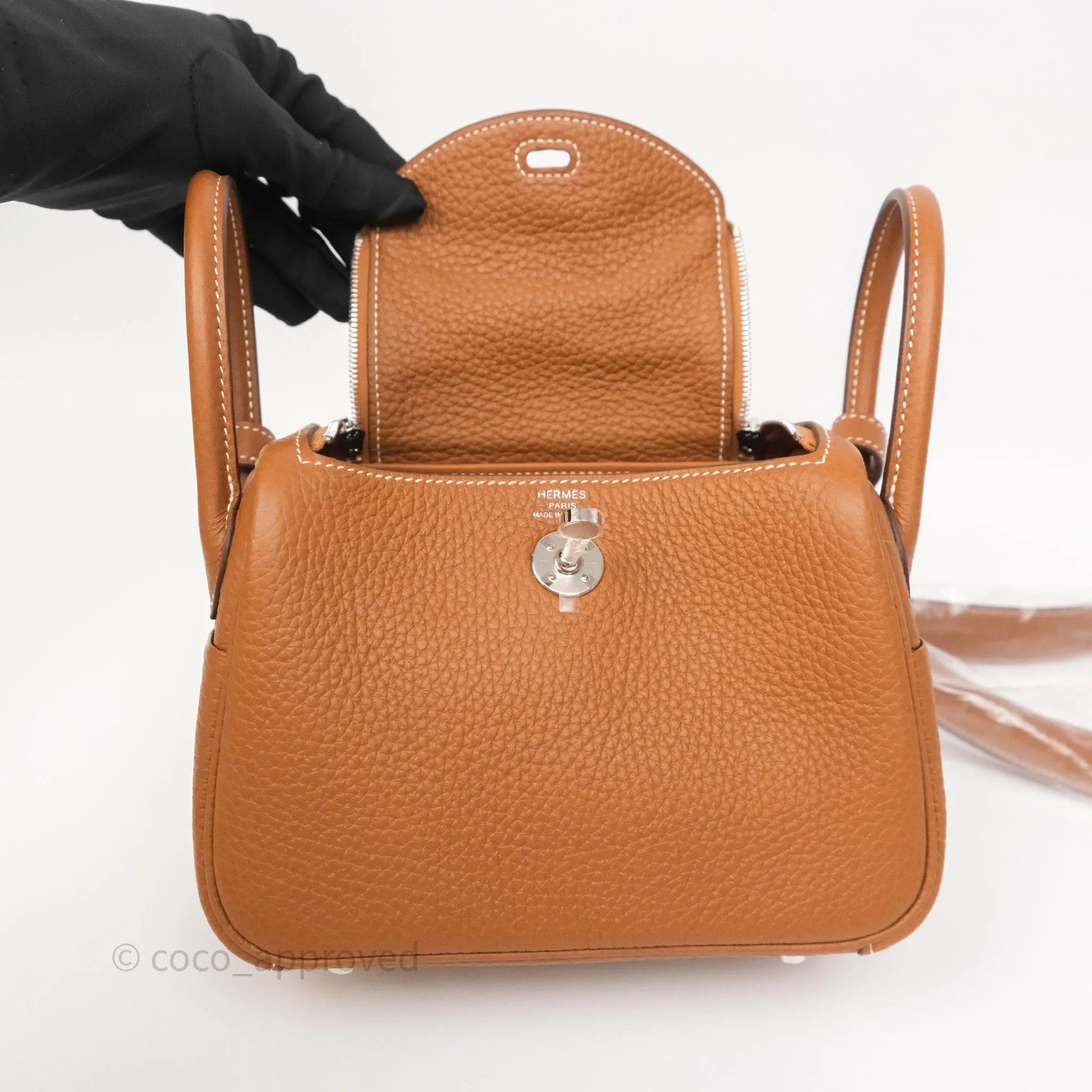 Herms Mini Lindy 20 Gold 37 Clemence Palladium Hardware