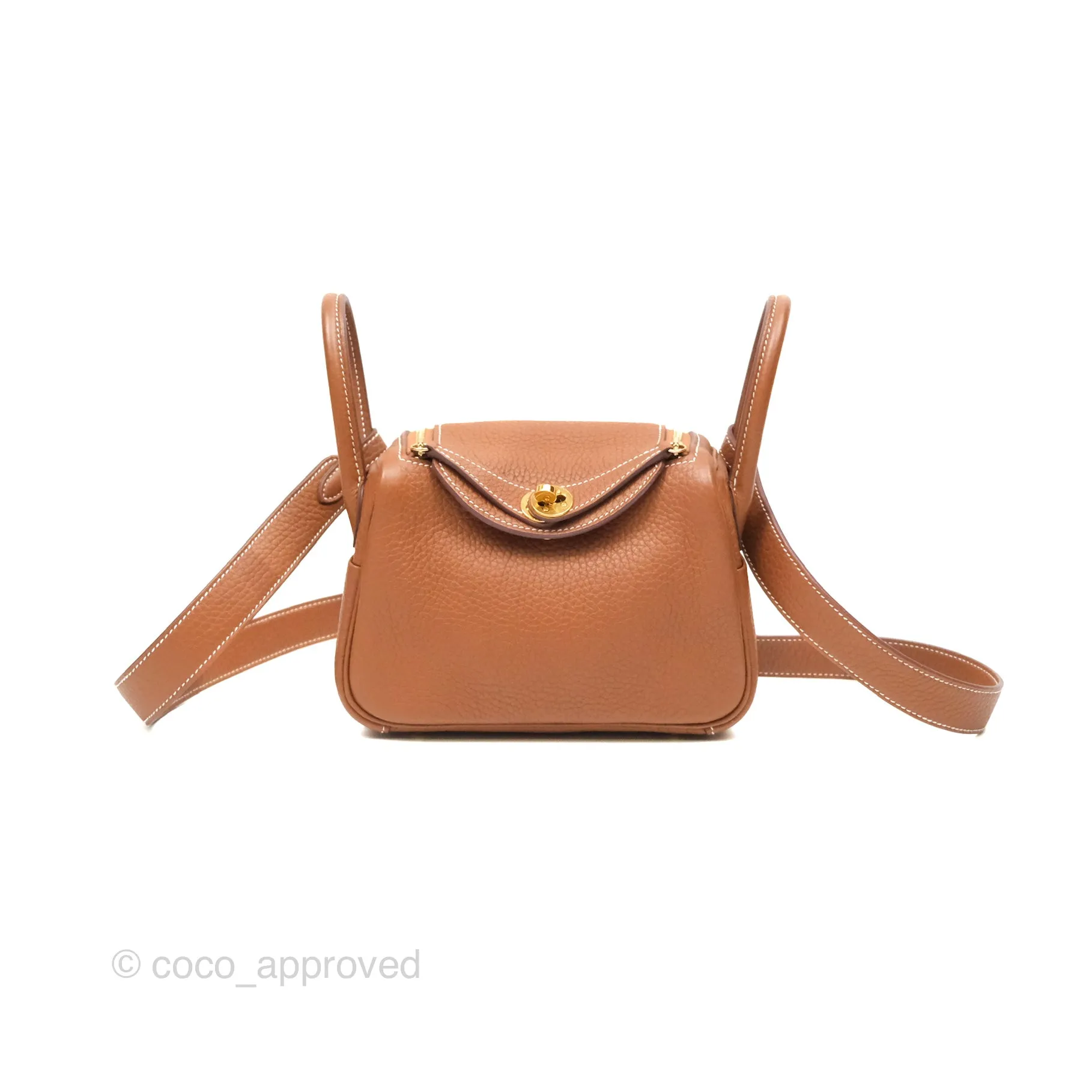 Herms Mini Lindy 20 Gold Clemence Gold Hardware