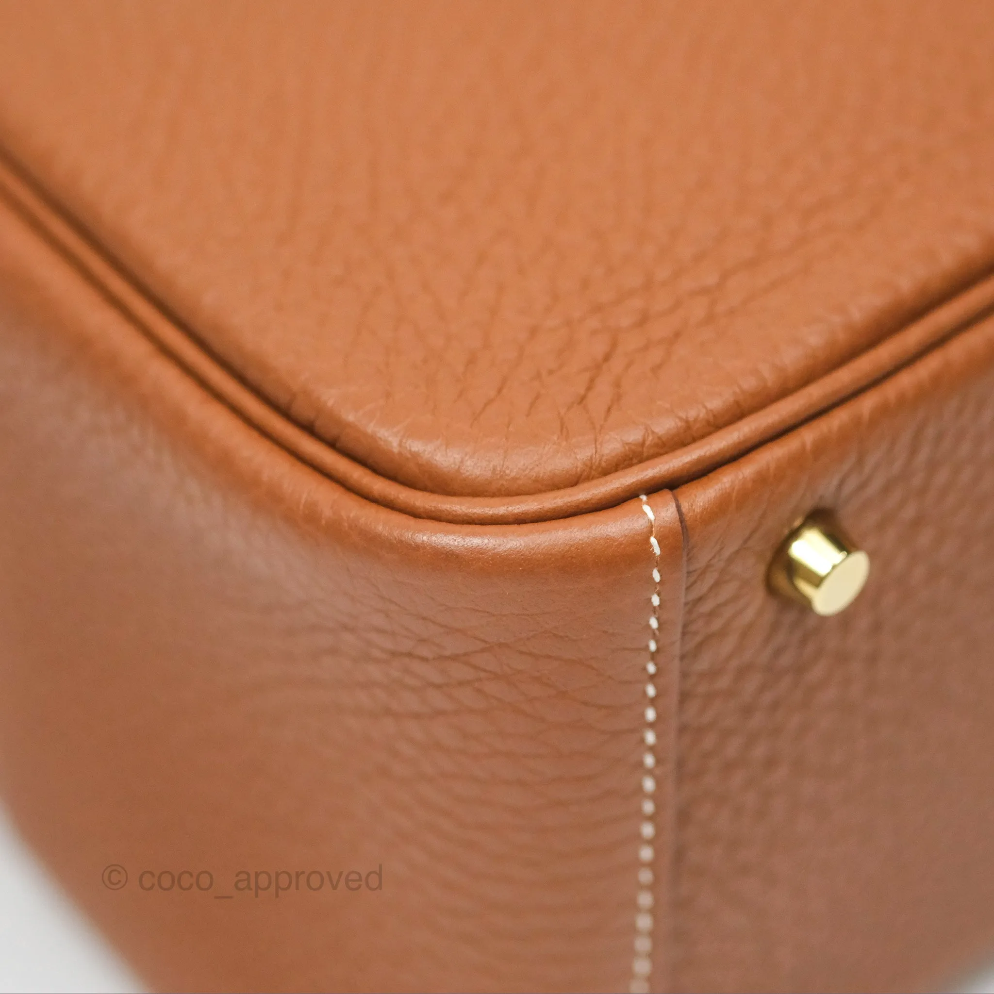 Herms Mini Lindy 20 Gold Clemence Gold Hardware