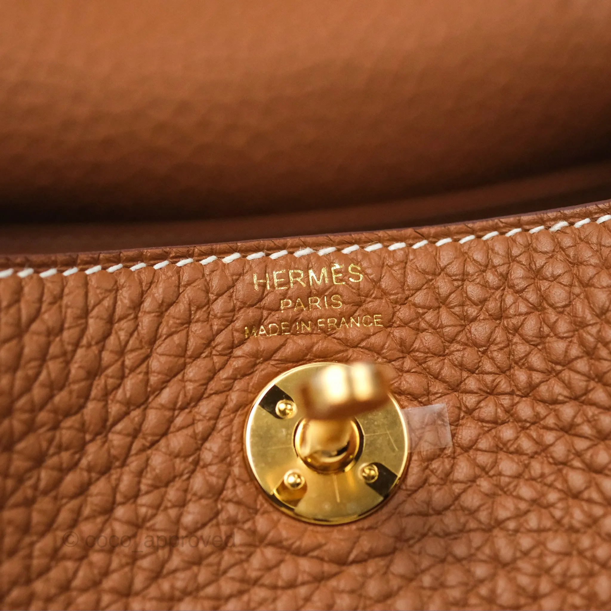Herms Mini Lindy 20 Gold Clemence Gold Hardware
