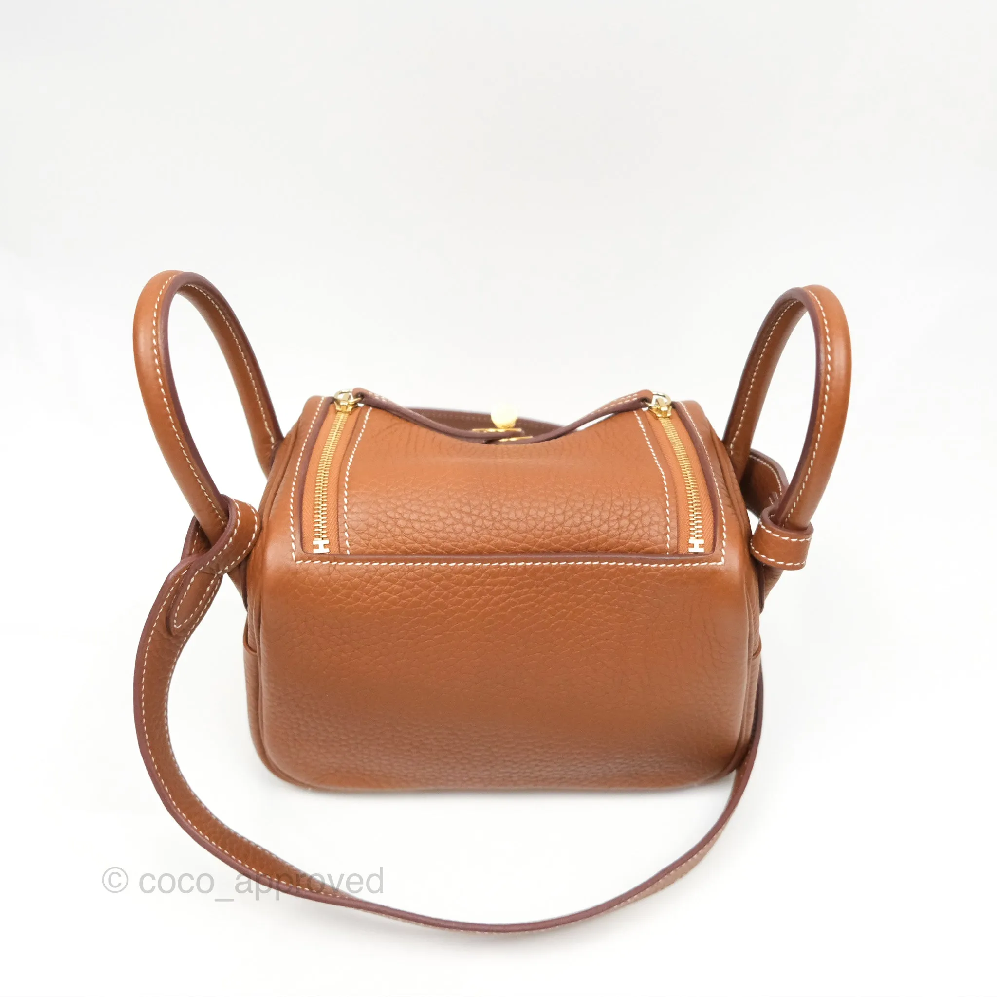 Herms Mini Lindy 20 Gold Clemence Gold Hardware