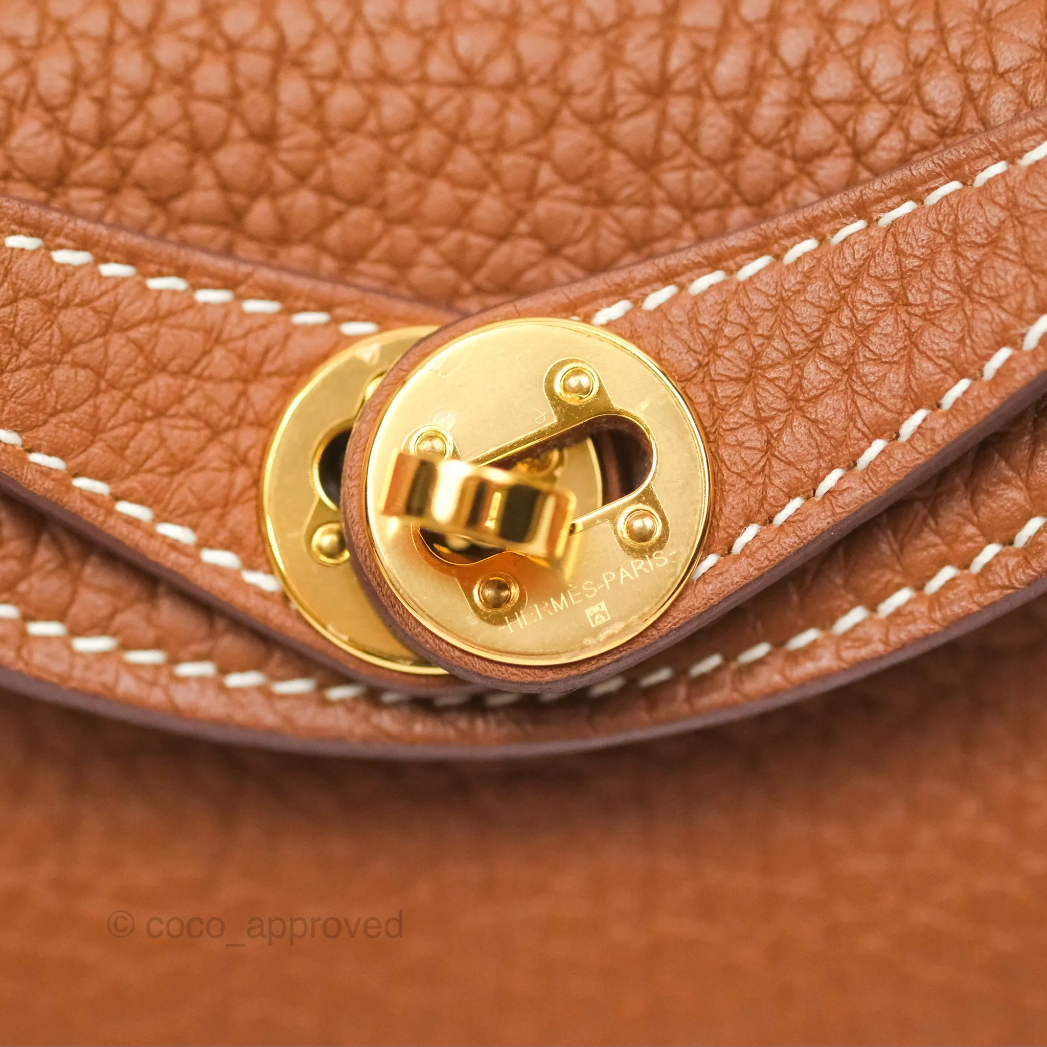 Herms Mini Lindy 20 Gold Clemence Gold Hardware