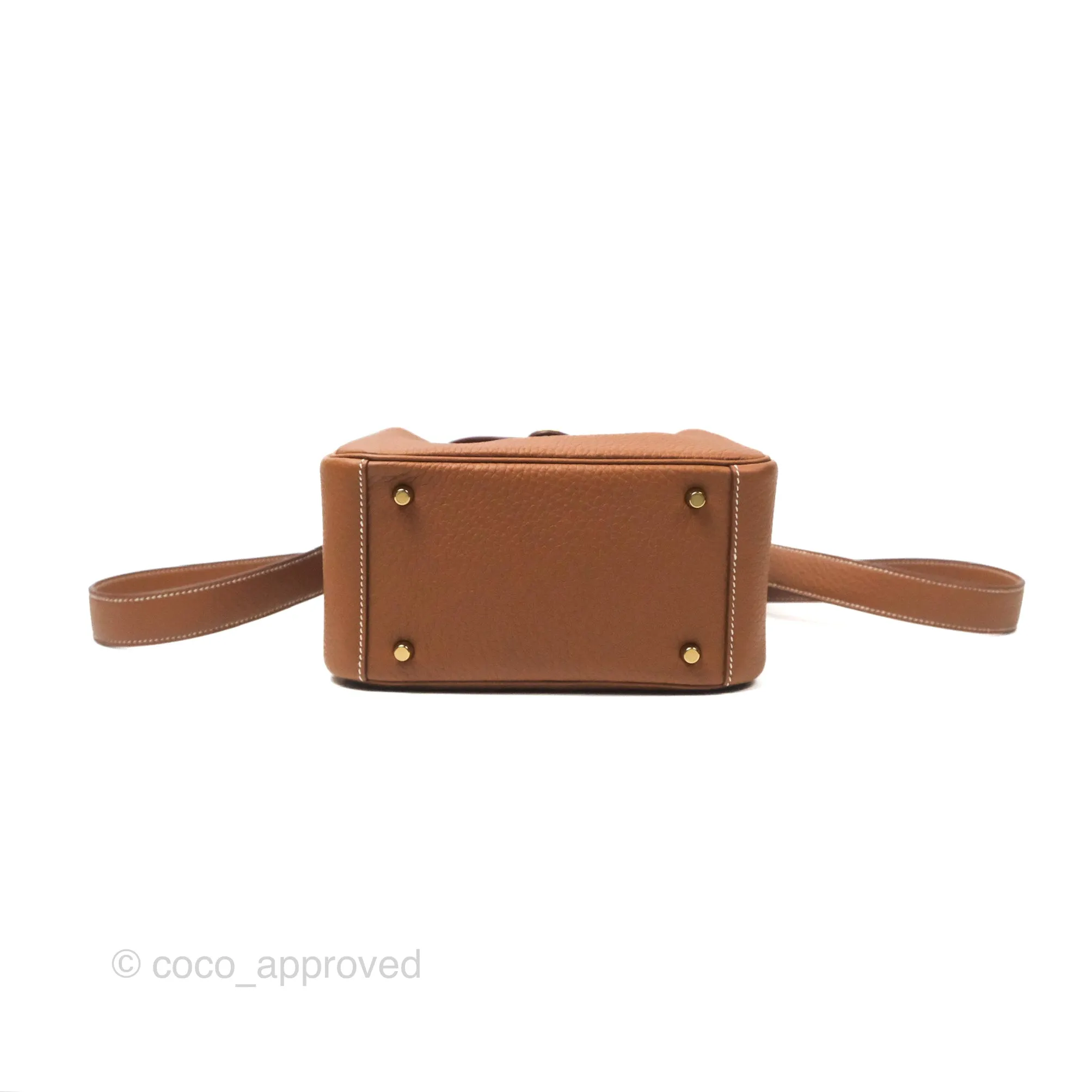 Herms Mini Lindy 20 Gold Clemence Gold Hardware