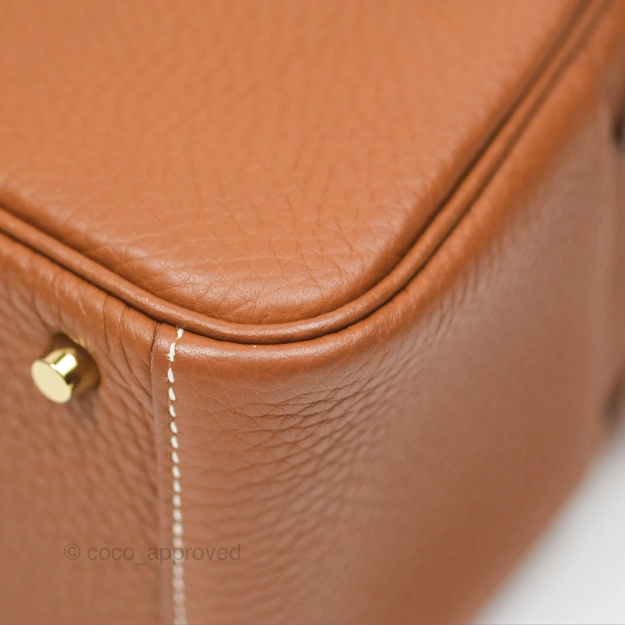 Herms Mini Lindy 20 Gold Clemence Gold Hardware