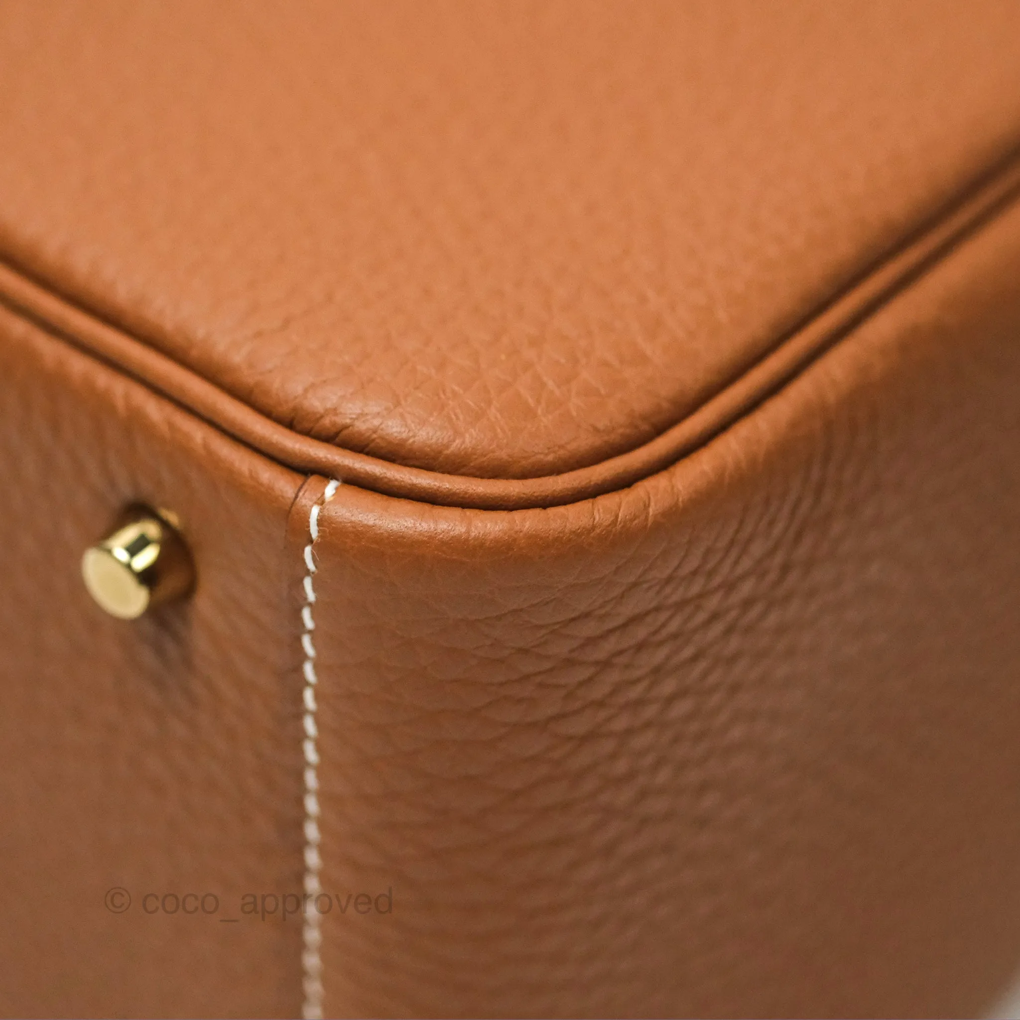Herms Mini Lindy 20 Gold Clemence Gold Hardware