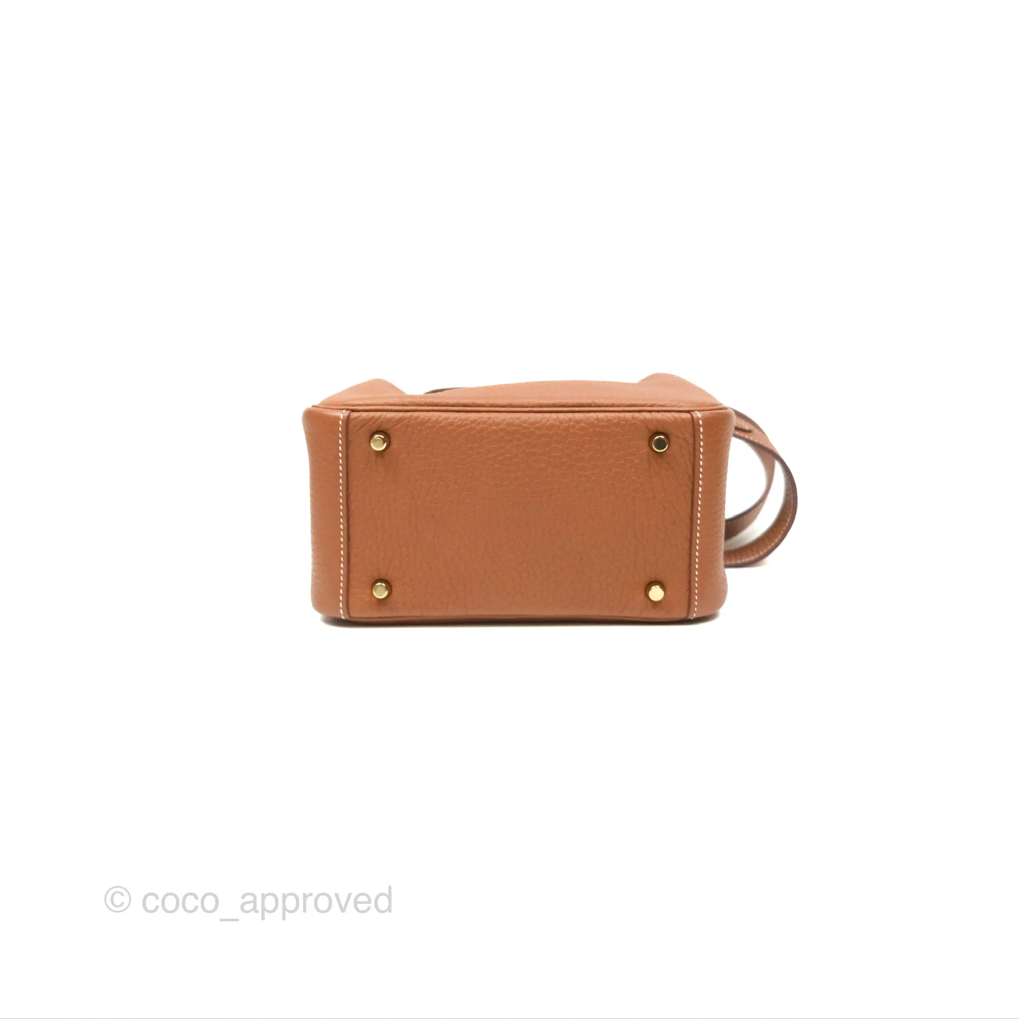 Herms Mini Lindy 20 Gold Clemence Gold Hardware