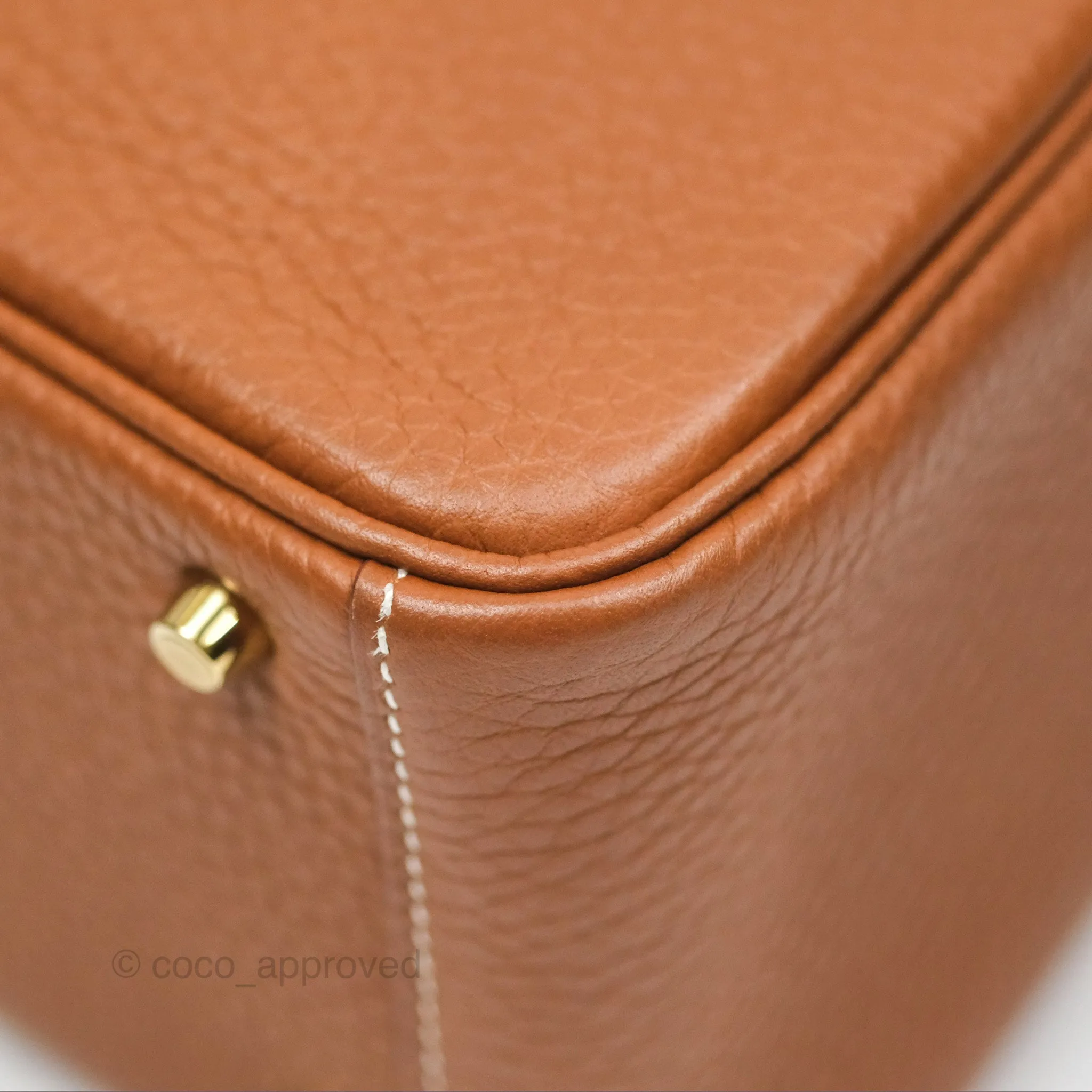 Herms Mini Lindy 20 Gold Clemence Gold Hardware
