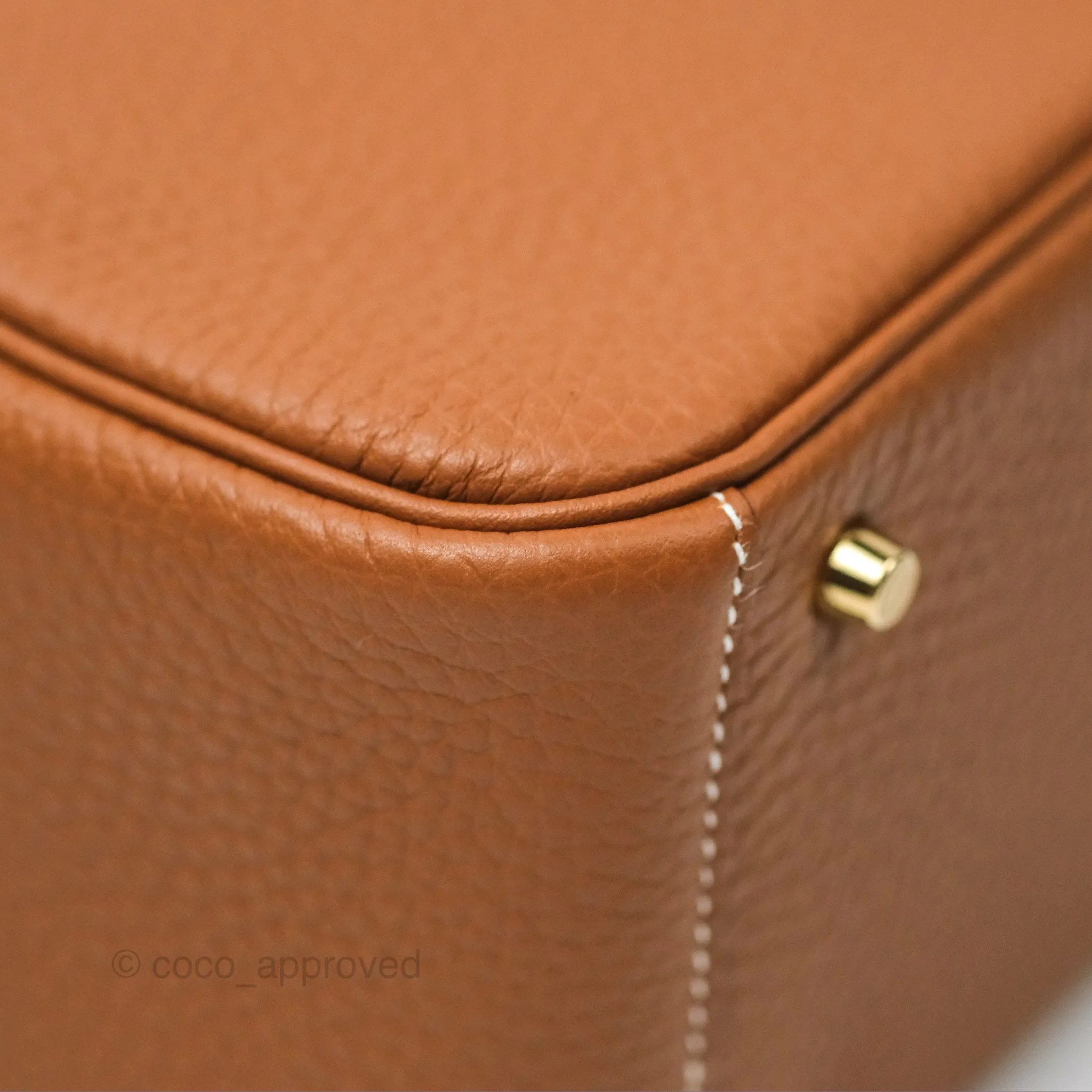 Herms Mini Lindy 20 Gold Clemence Gold Hardware