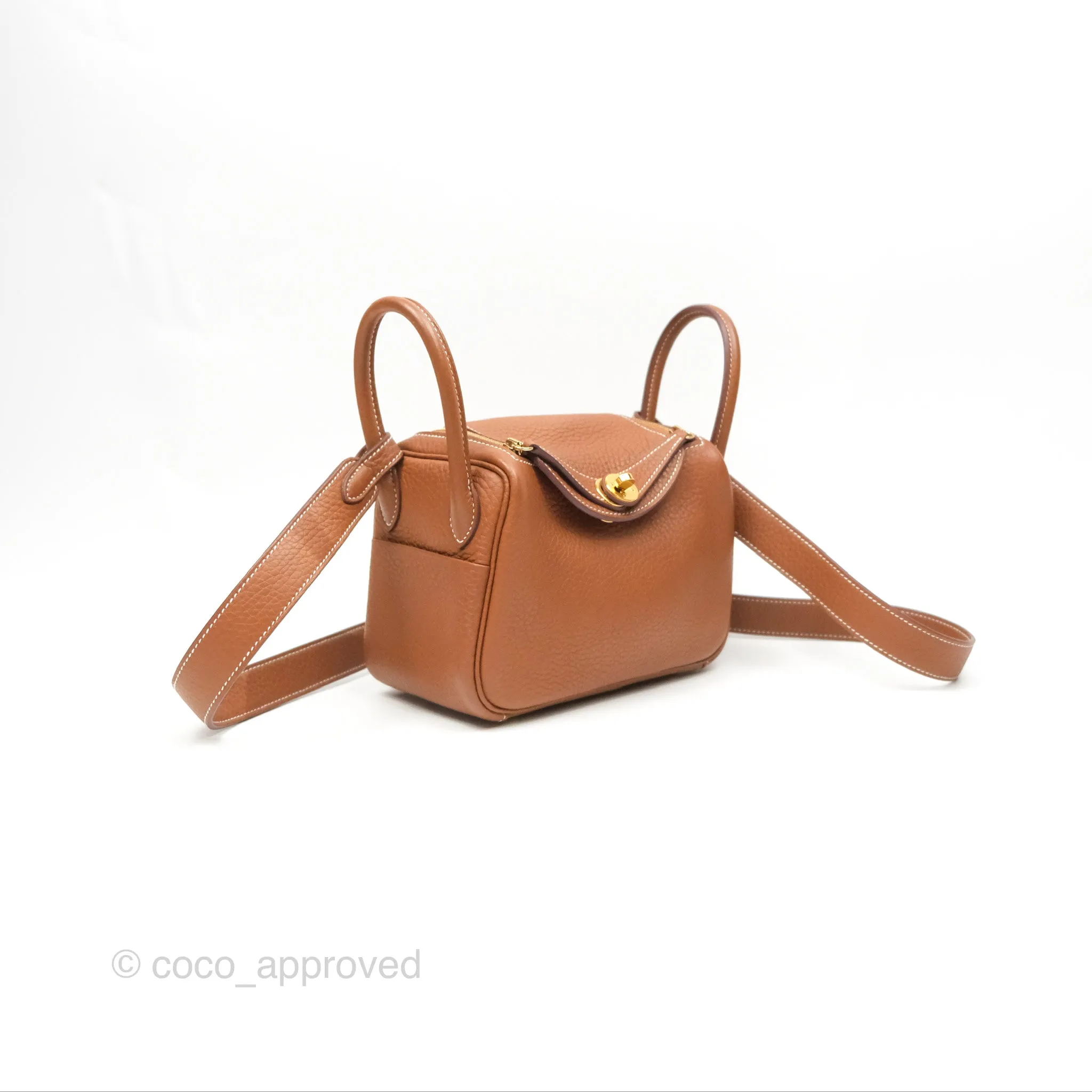 Herms Mini Lindy 20 Gold Clemence Gold Hardware