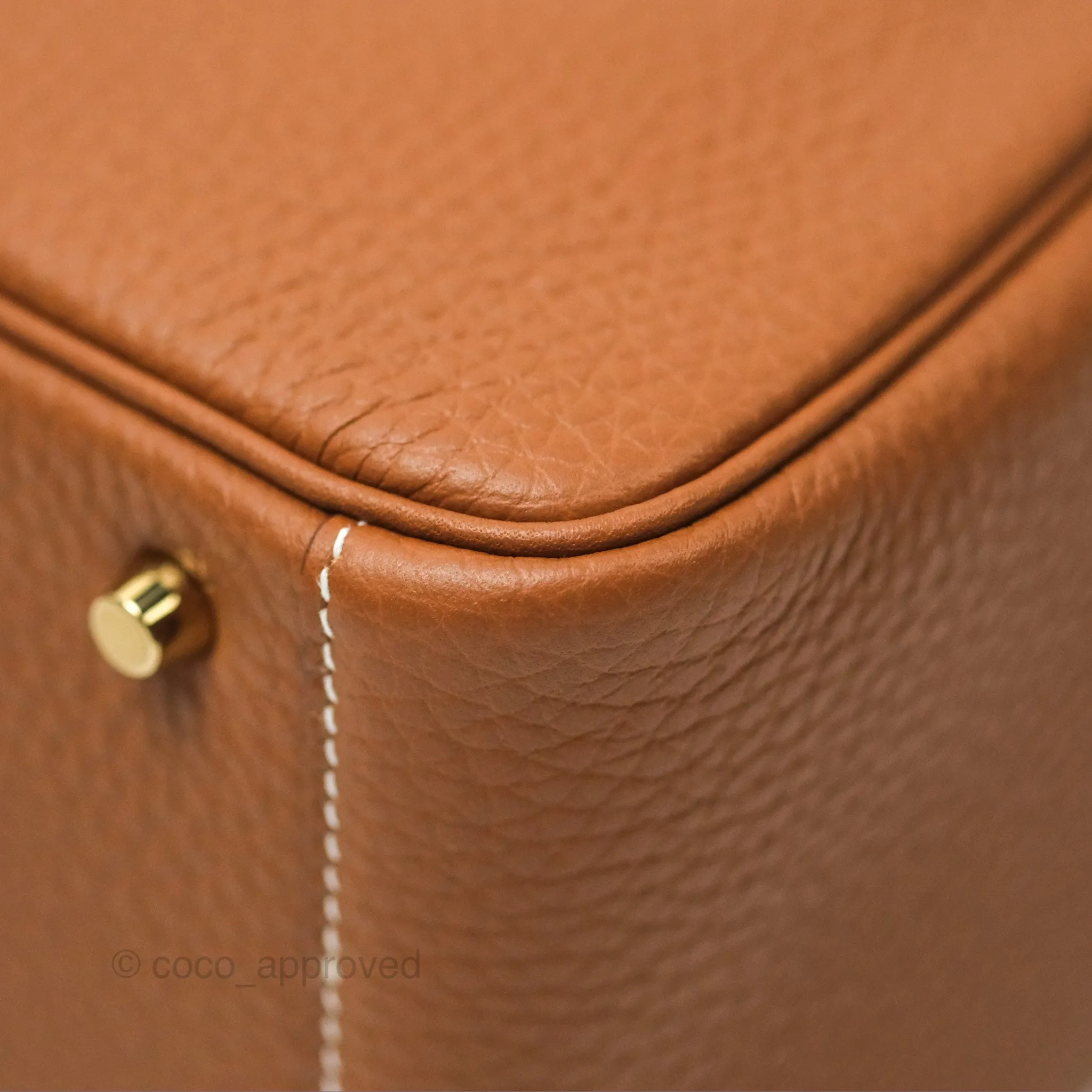 Herms Mini Lindy 20 Gold Clemence Gold Hardware