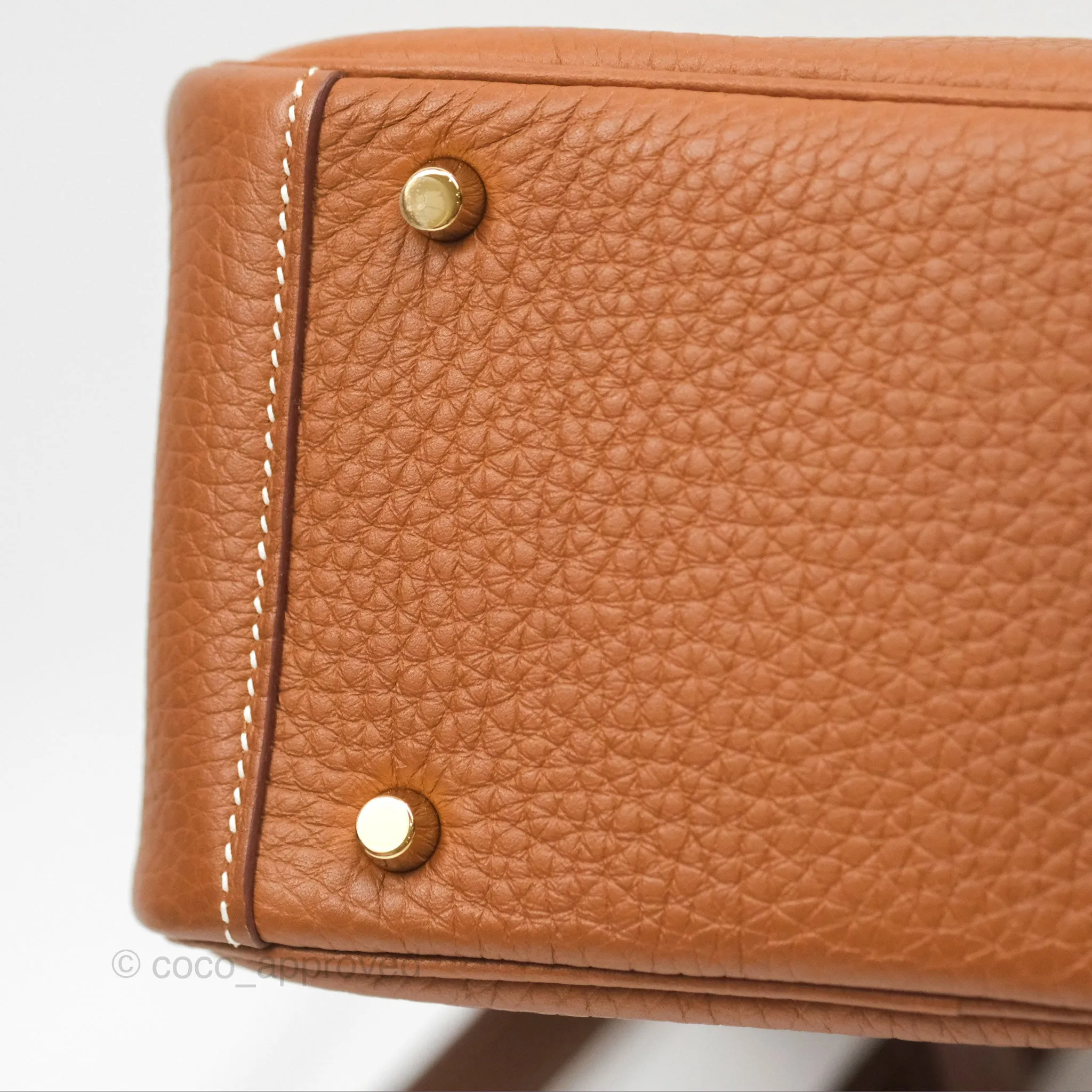 Herms Mini Lindy 20 Gold Clemence Gold Hardware
