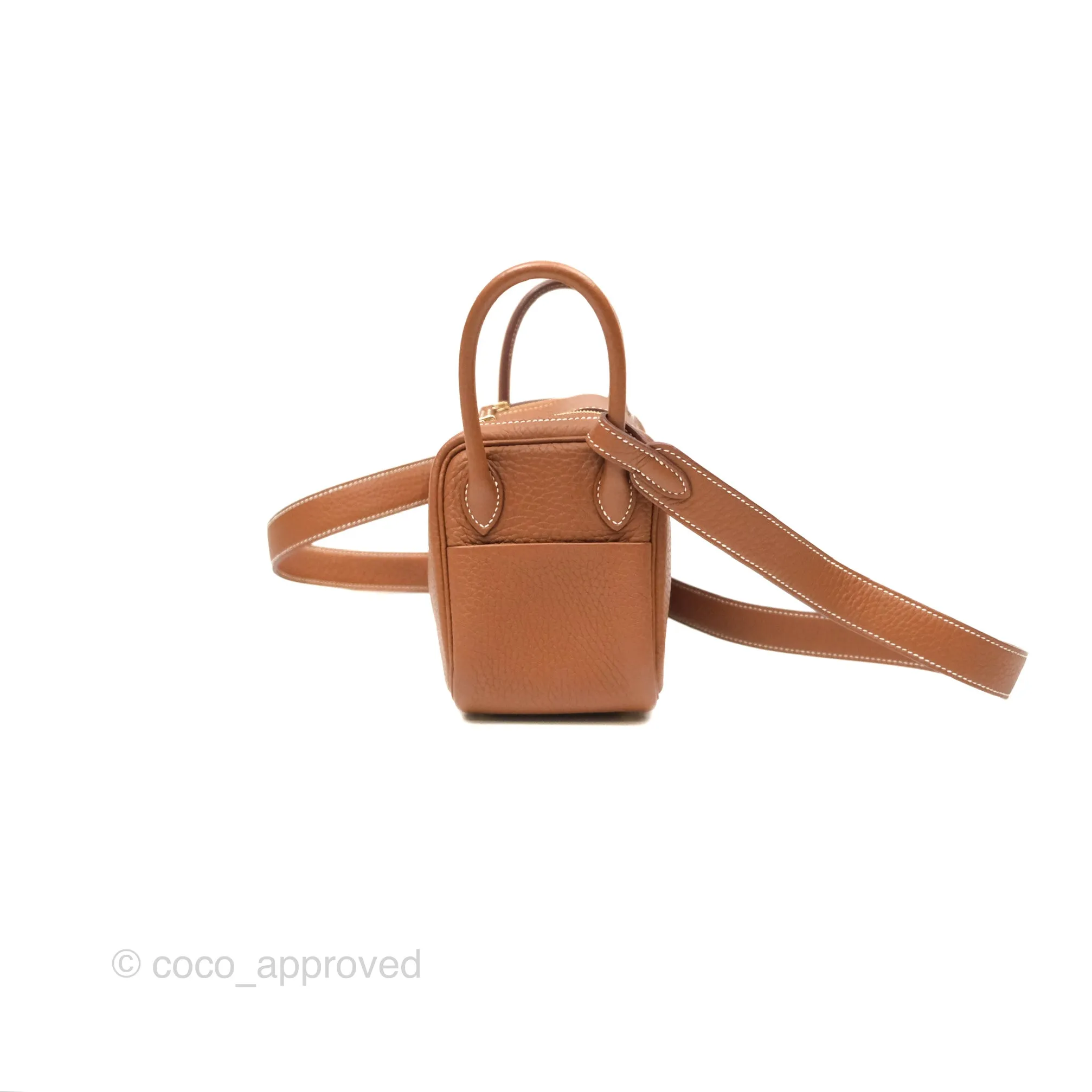 Herms Mini Lindy 20 Gold Clemence Gold Hardware