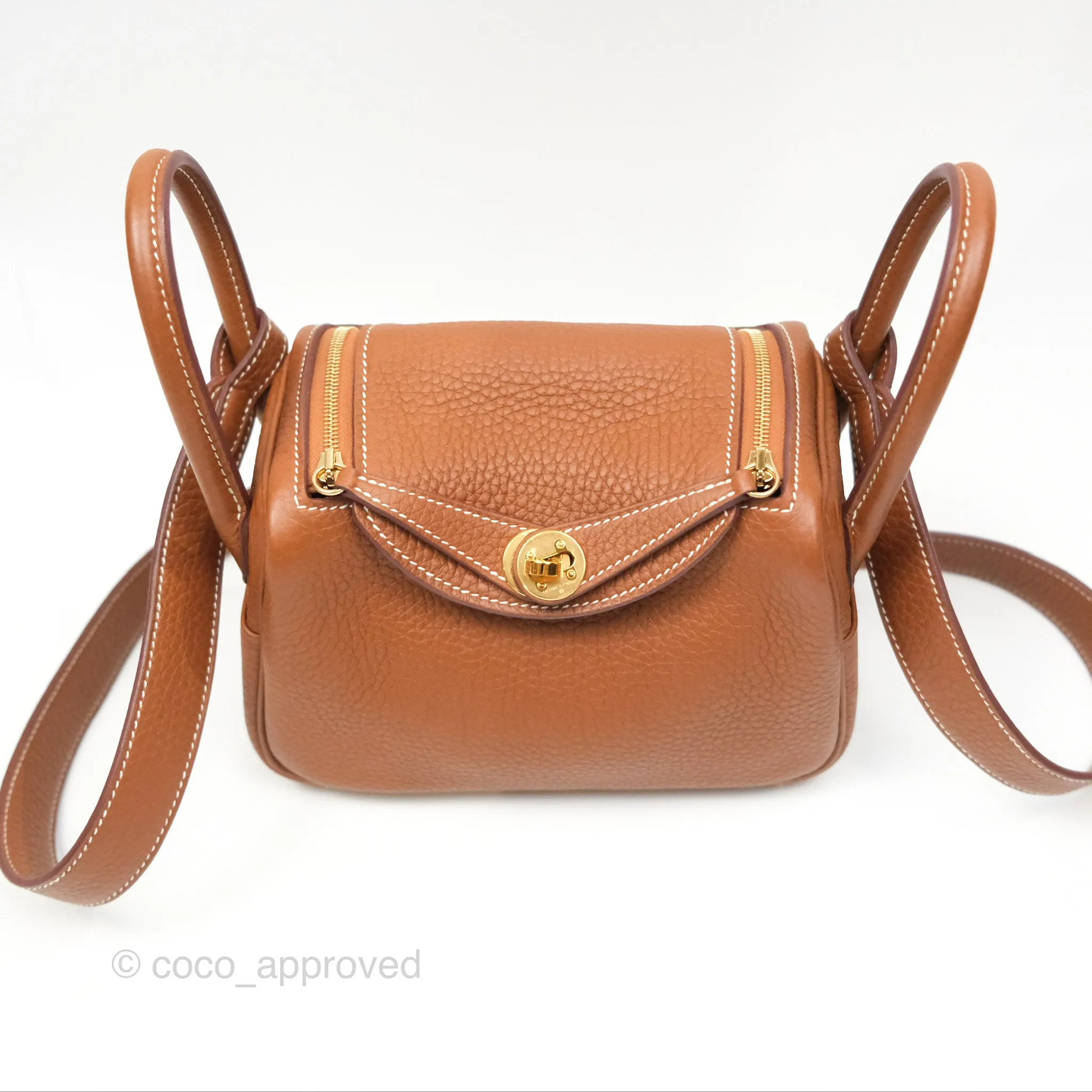 Herms Mini Lindy 20 Gold Clemence Gold Hardware