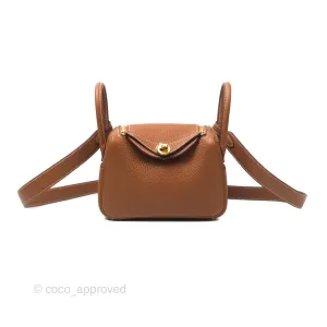 Herms Mini Lindy 20 Gold Clemence Gold Hardware