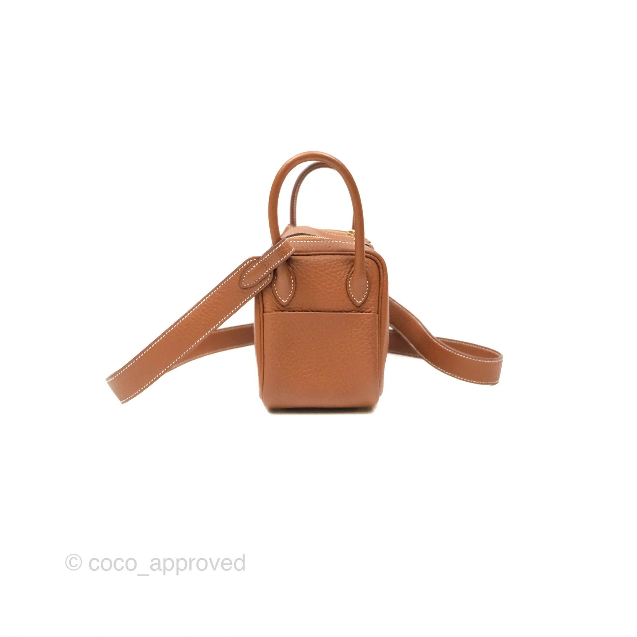 Herms Mini Lindy 20 Gold Clemence Gold Hardware