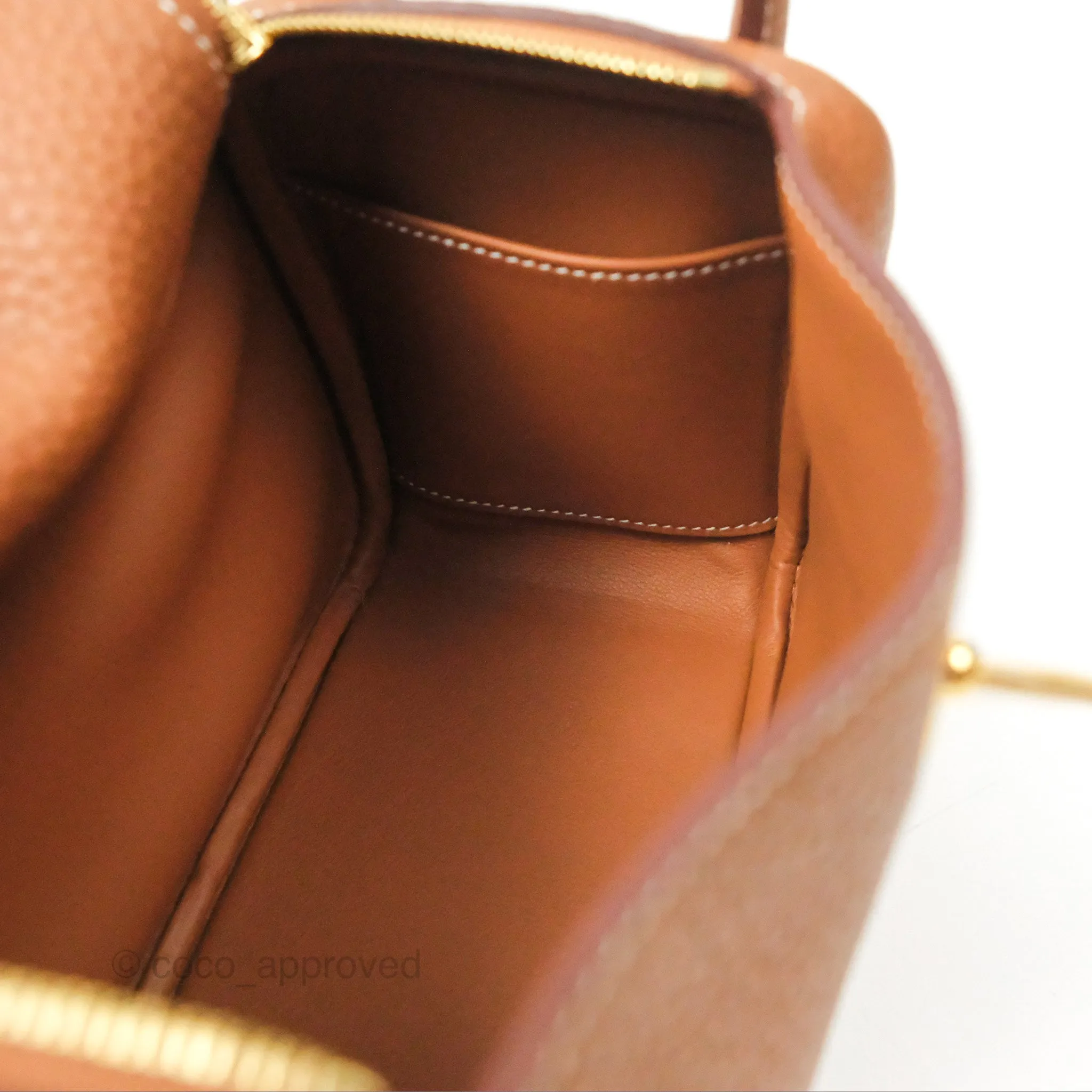 Herms Mini Lindy 20 Gold Clemence Gold Hardware