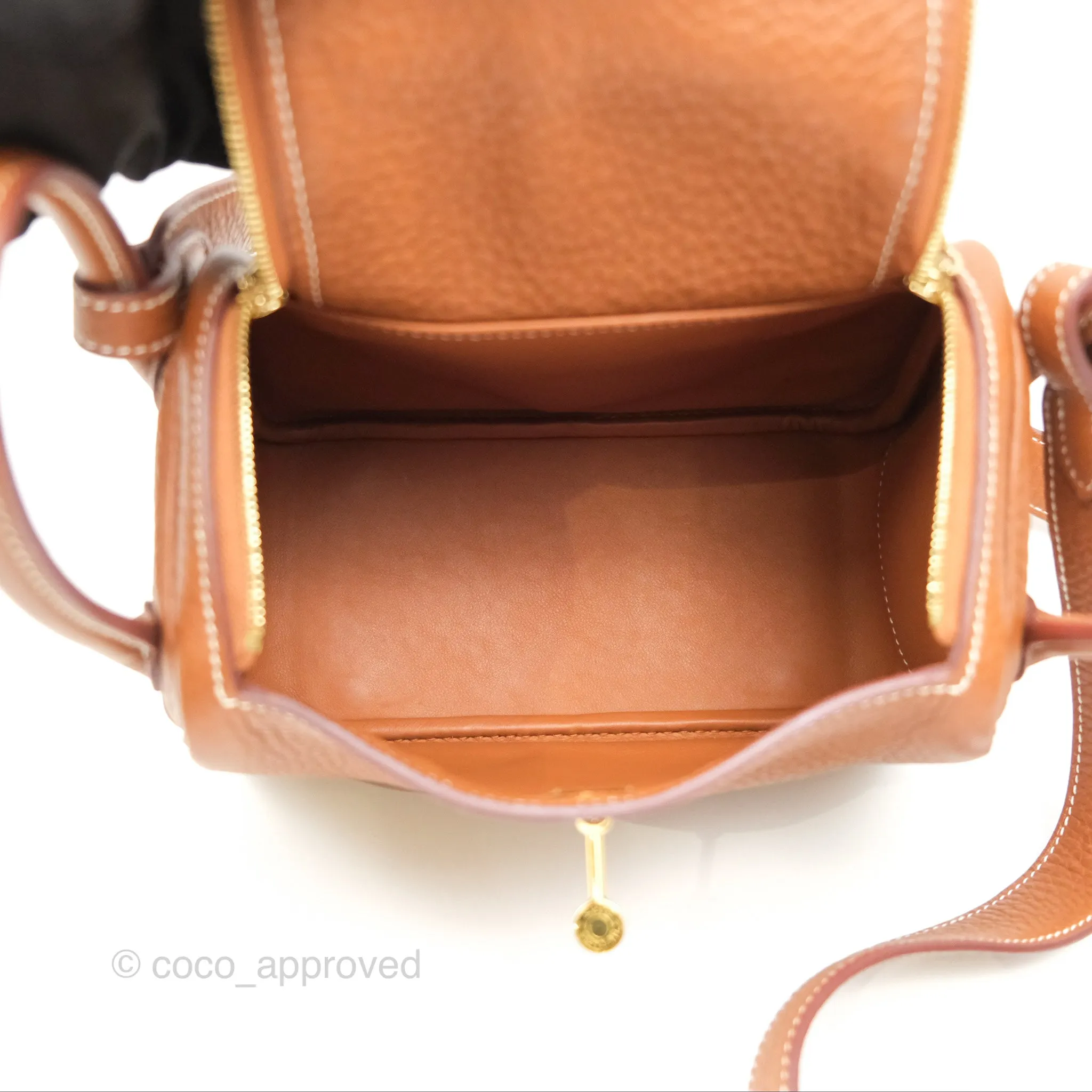 Herms Mini Lindy 20 Gold Clemence Gold Hardware