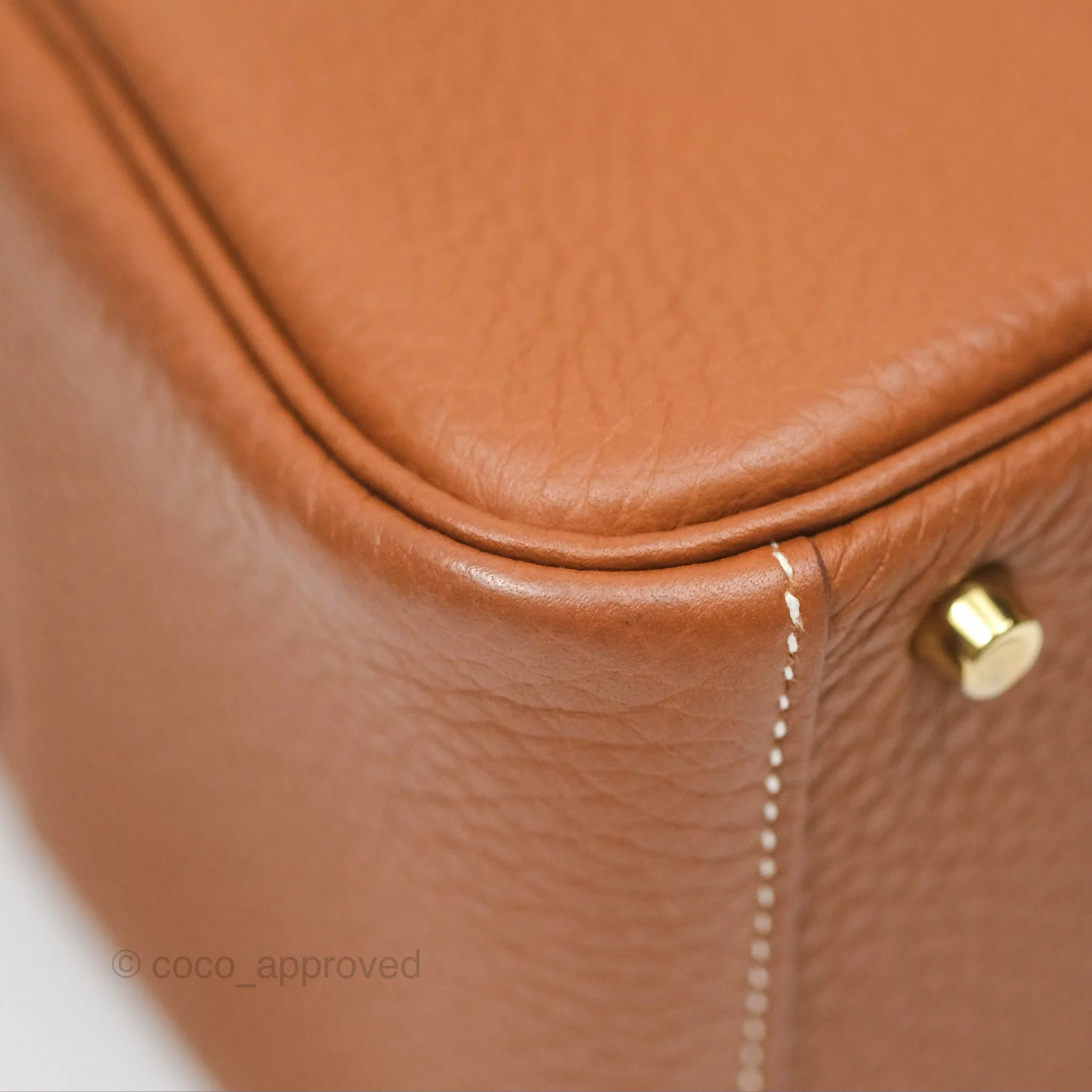 Herms Mini Lindy 20 Gold Clemence Gold Hardware