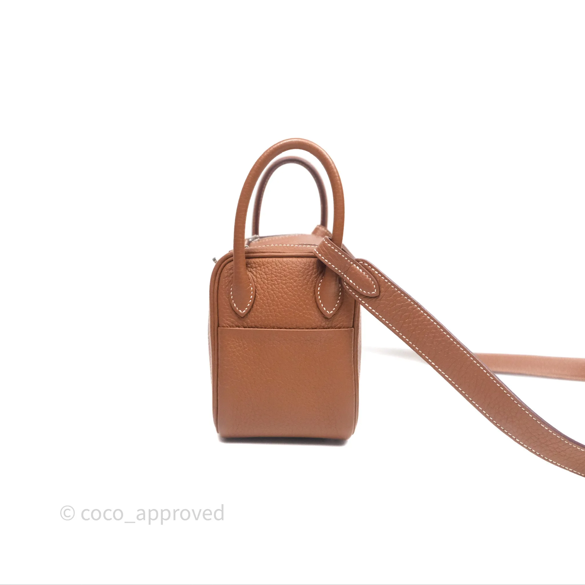 Herms Mini Lindy 20 Gold Clemence Palladium Hardware