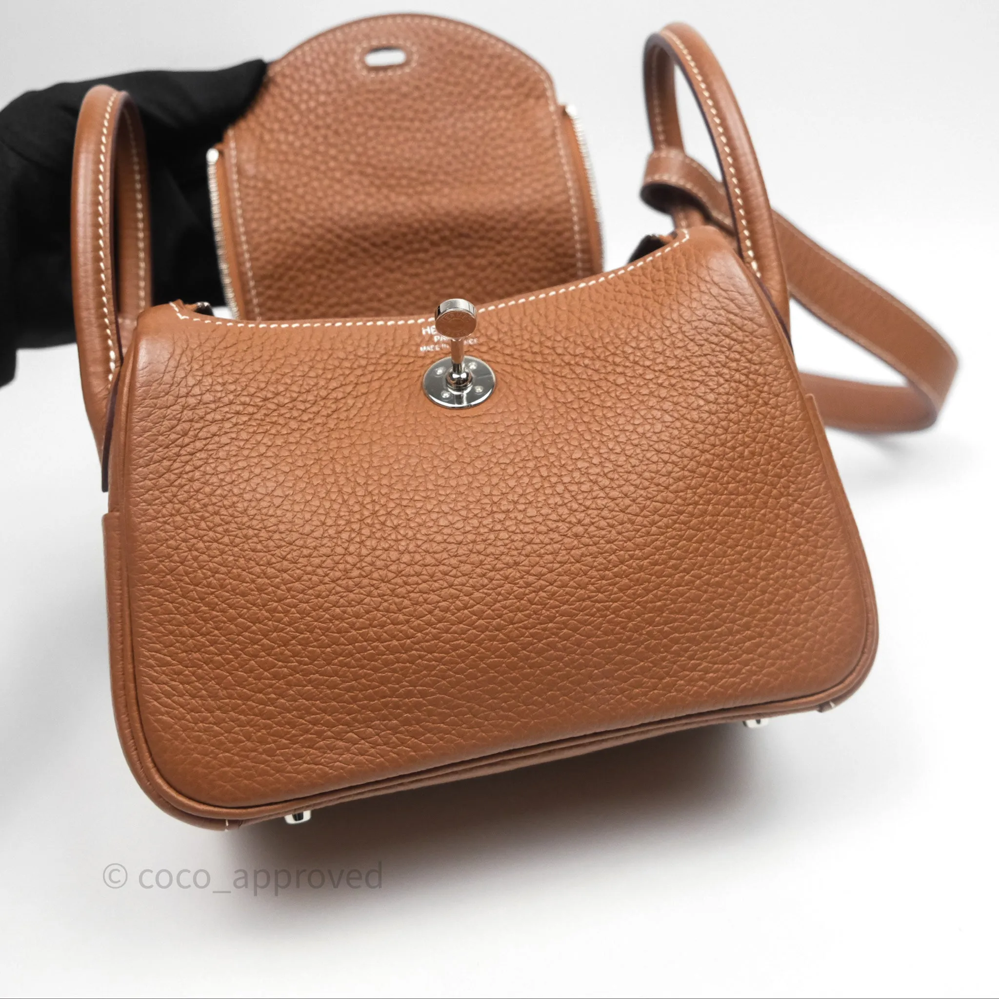 Herms Mini Lindy 20 Gold Clemence Palladium Hardware
