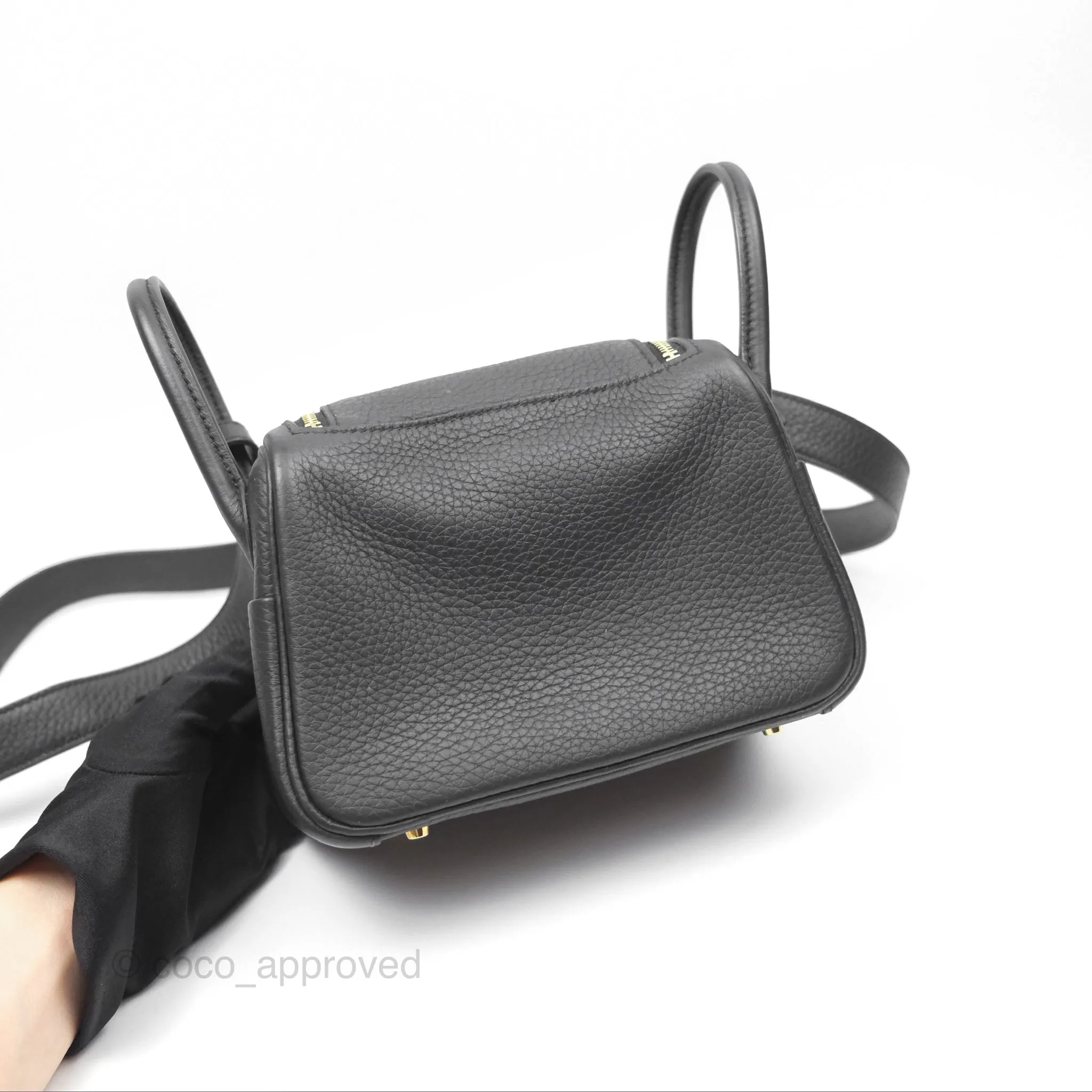Herms Mini Lindy 20 Noir 89 Clemence Gold Hardware