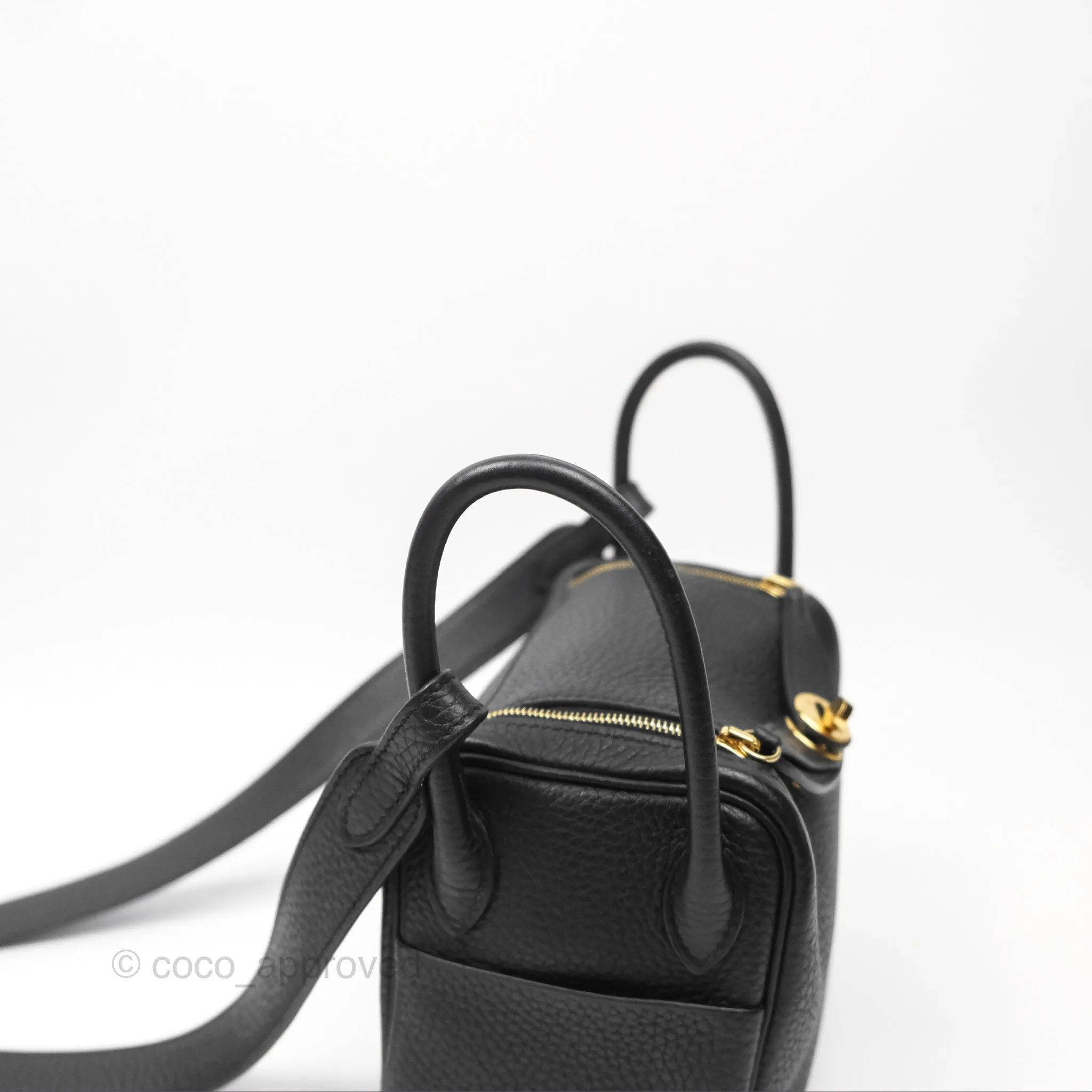 Herms Mini Lindy 20 Noir 89 Clemence Gold Hardware