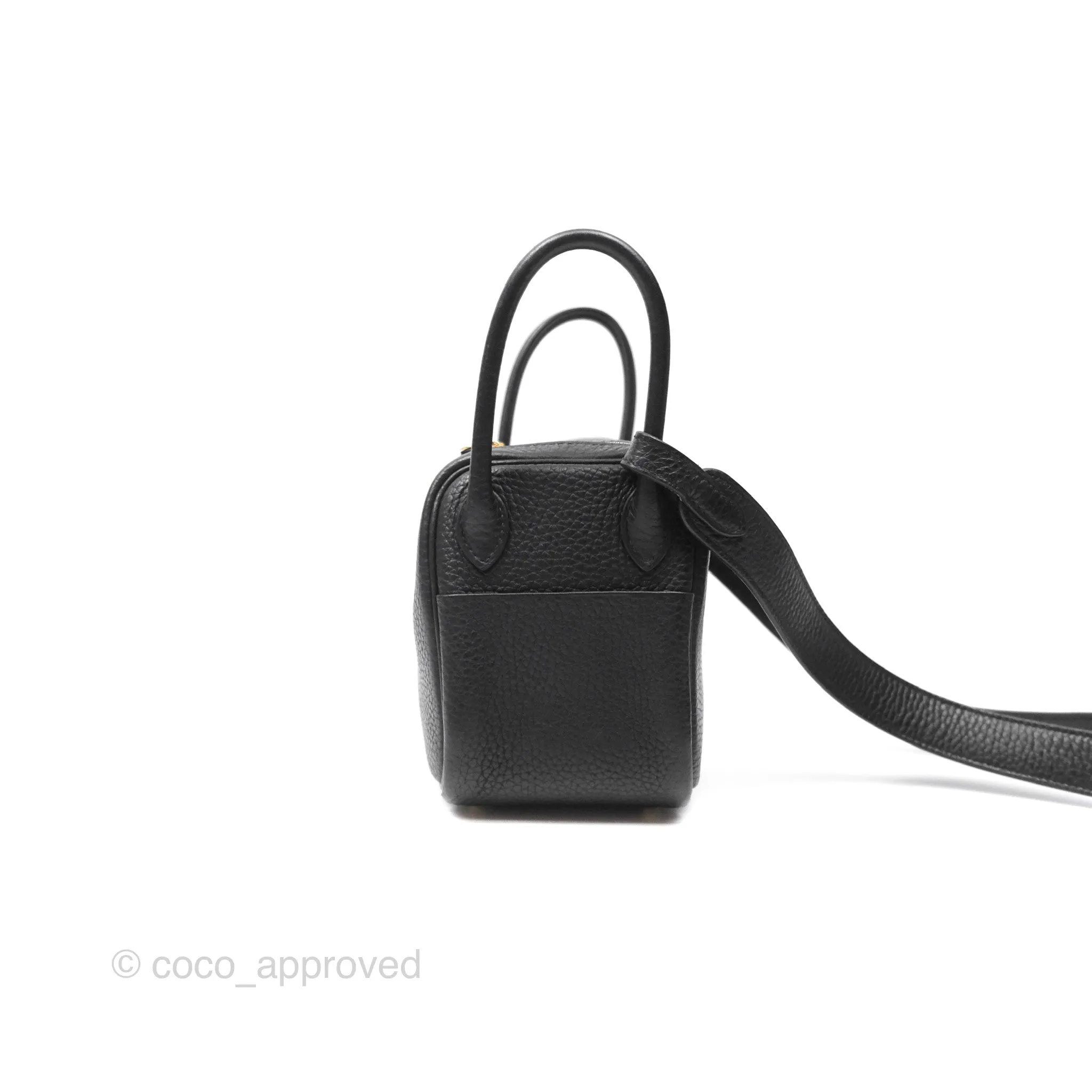 Herms Mini Lindy 20 Noir 89 Clemence Gold Hardware
