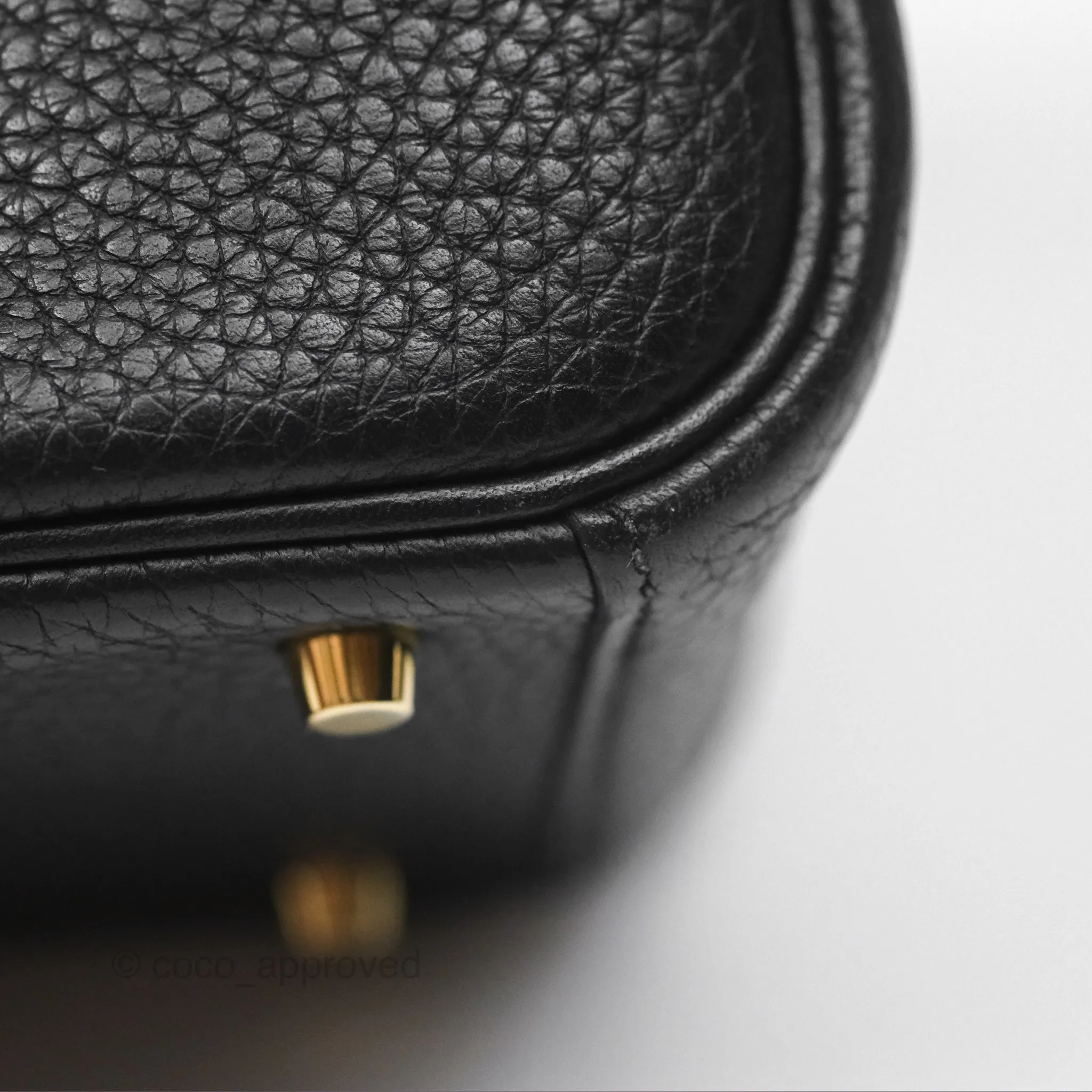 Herms Mini Lindy 20 Noir 89 Clemence Gold Hardware
