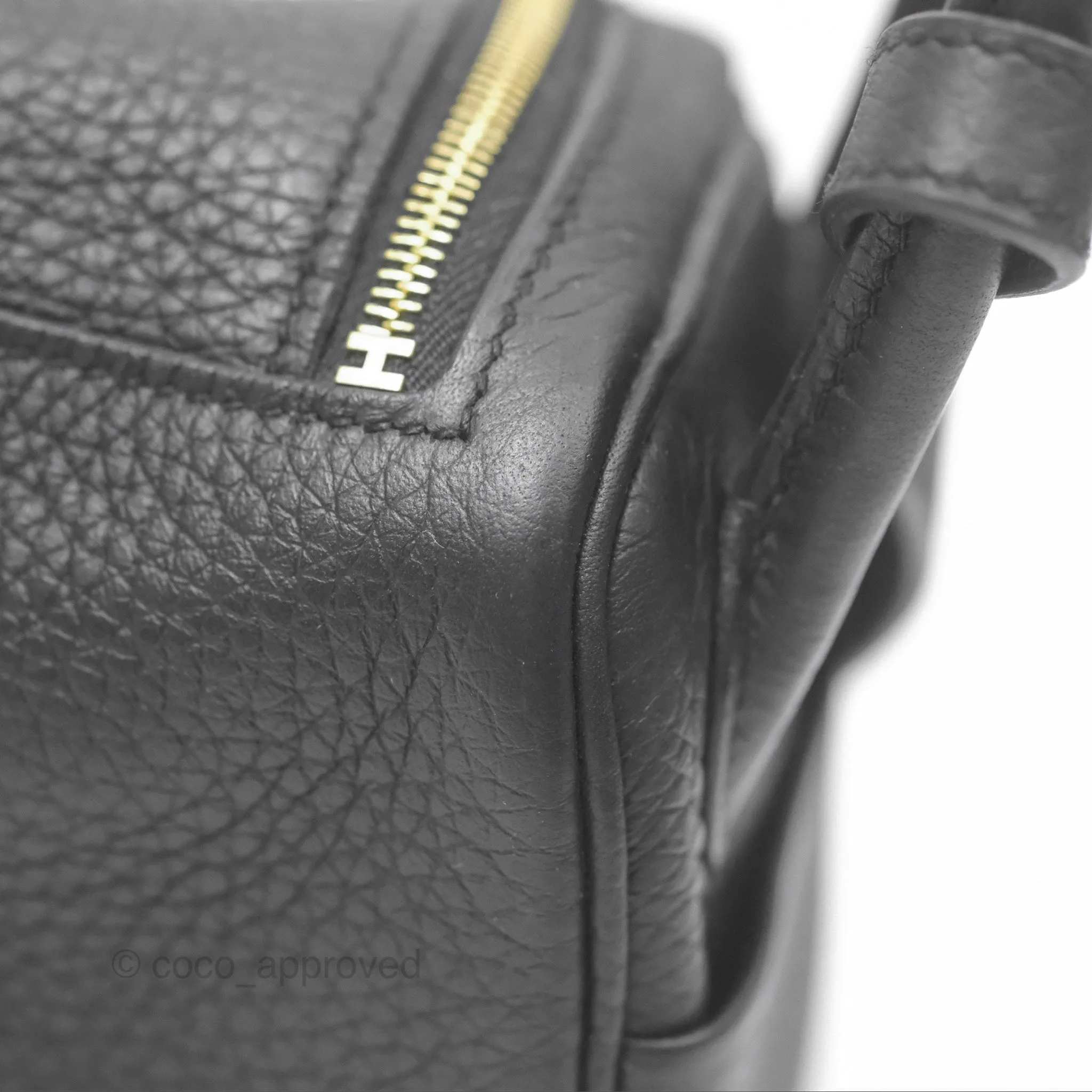 Herms Mini Lindy 20 Noir 89 Clemence Gold Hardware