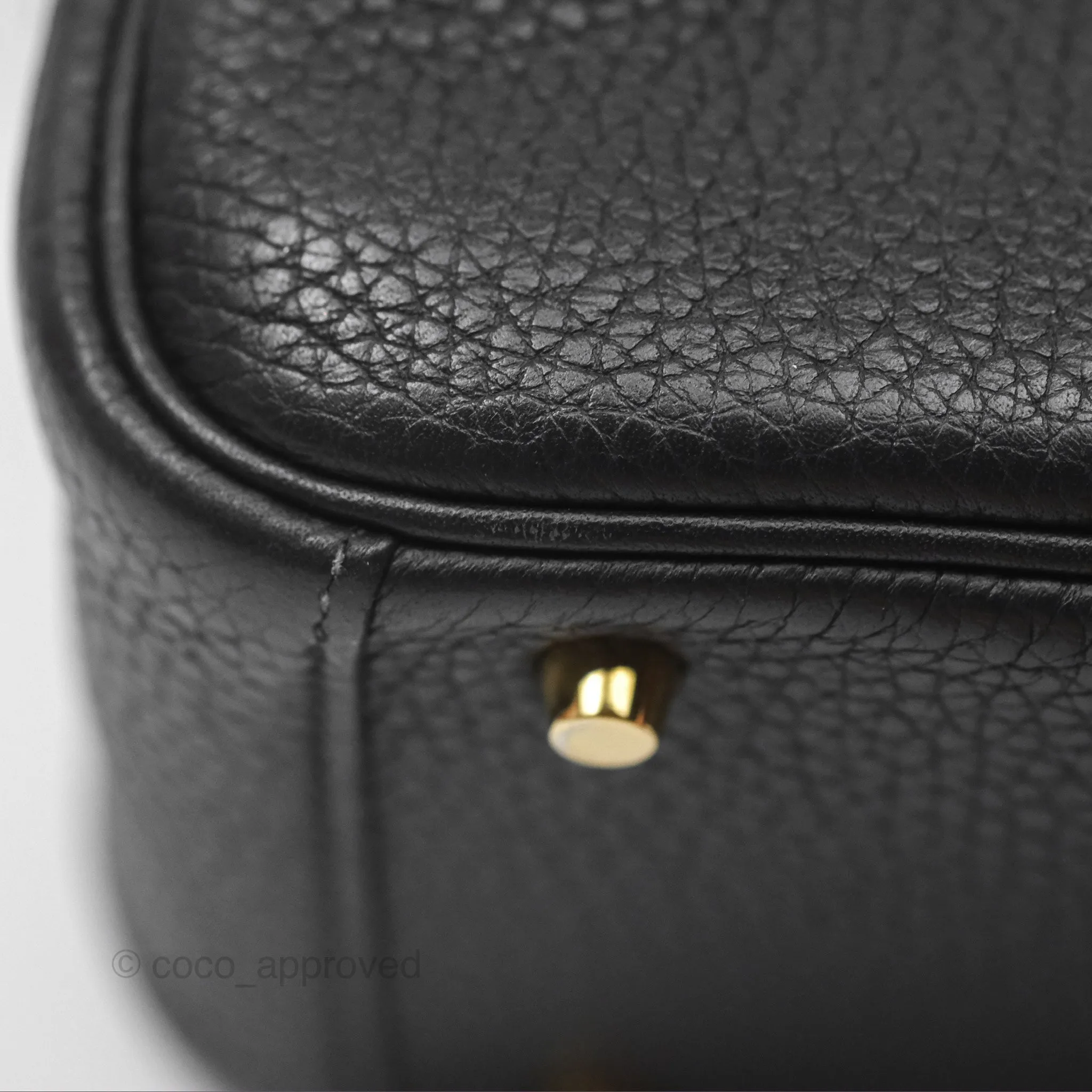 Herms Mini Lindy 20 Noir 89 Clemence Gold Hardware