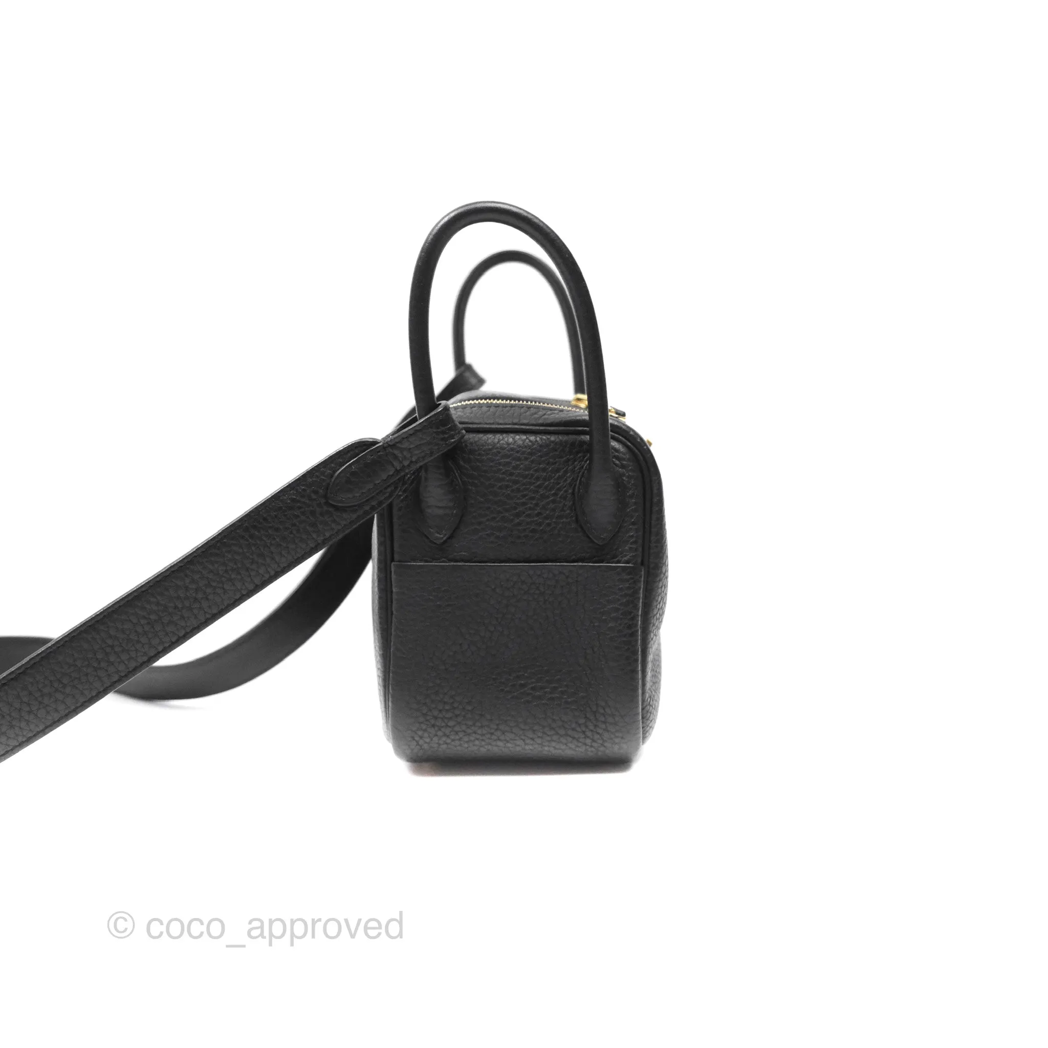 Herms Mini Lindy 20 Noir 89 Clemence Gold Hardware