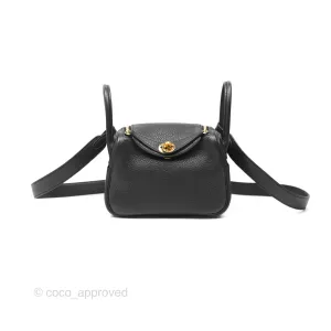 Herms Mini Lindy 20 Noir 89 Clemence Gold Hardware