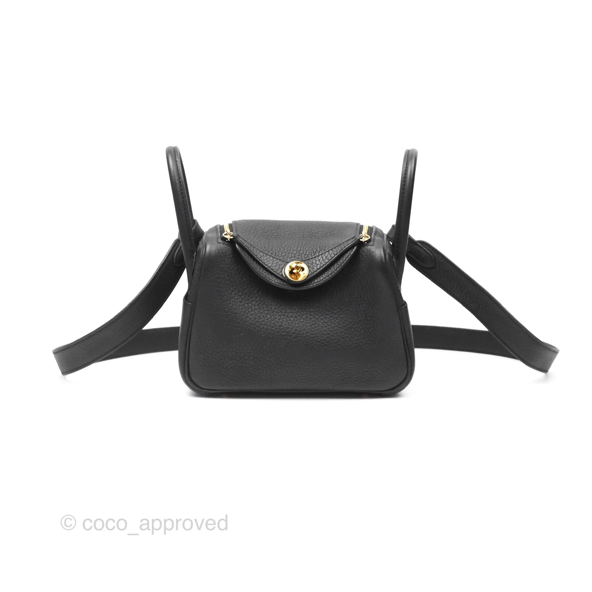 Herms Mini Lindy 20 Noir 89 Clemence Gold Hardware