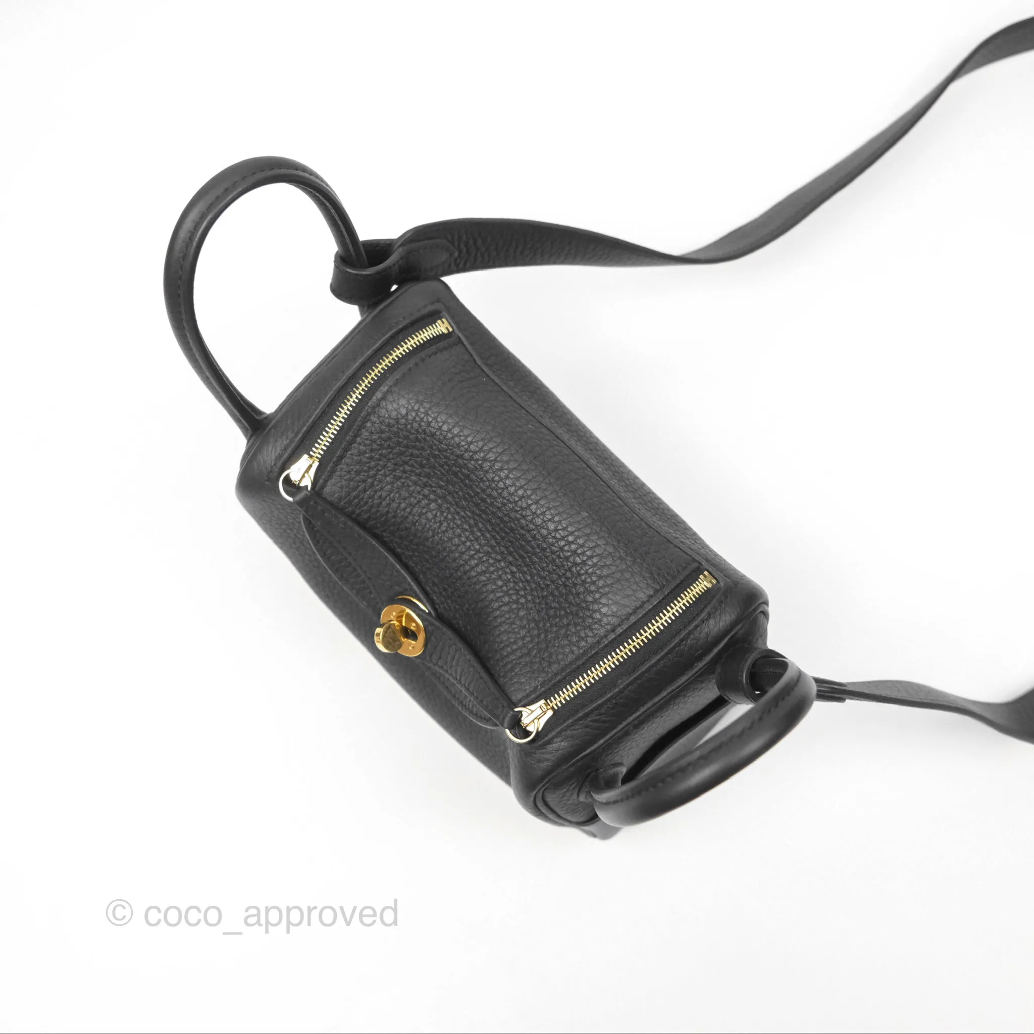 Herms Mini Lindy 20 Noir 89 Clemence Gold Hardware