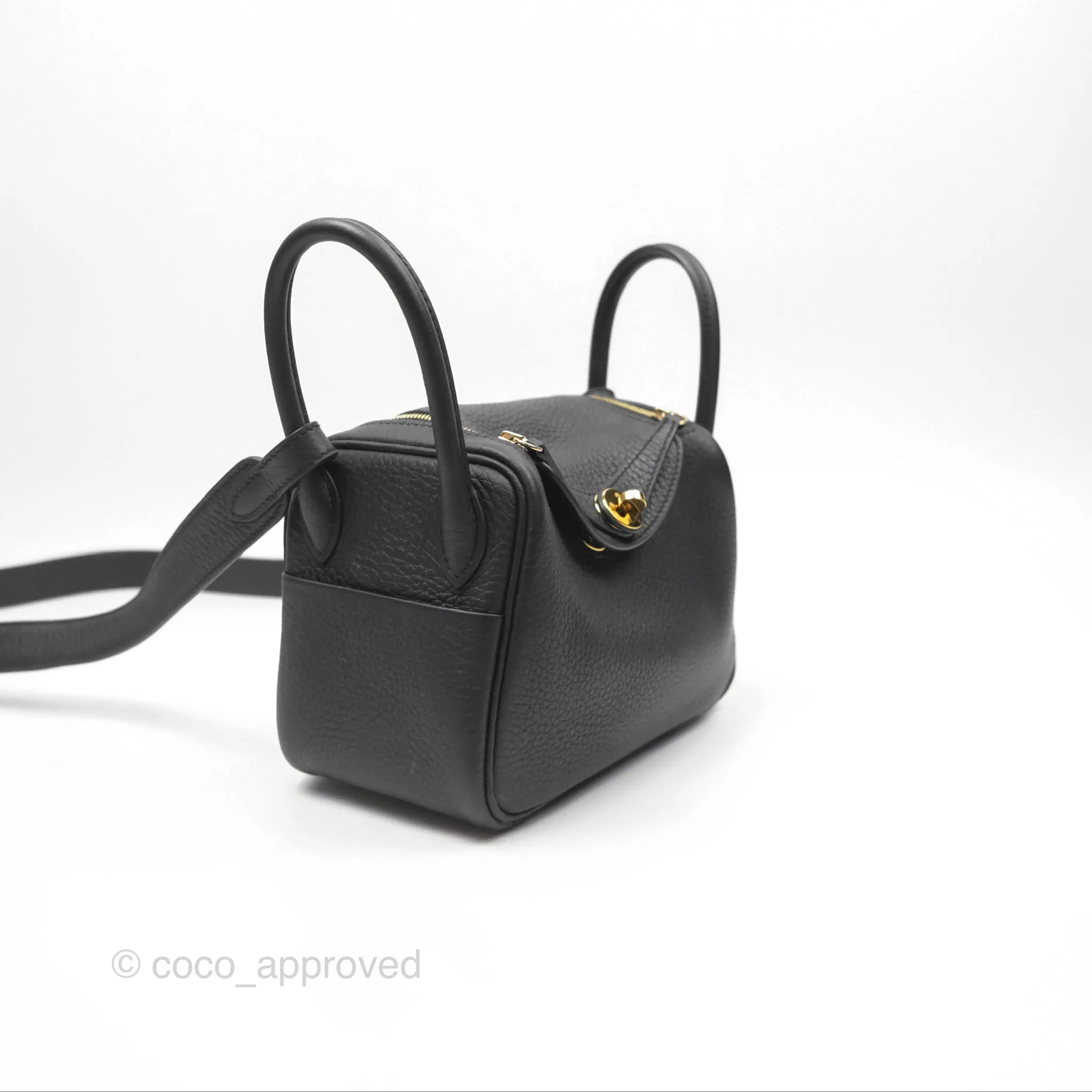 Herms Mini Lindy 20 Noir 89 Clemence Gold Hardware