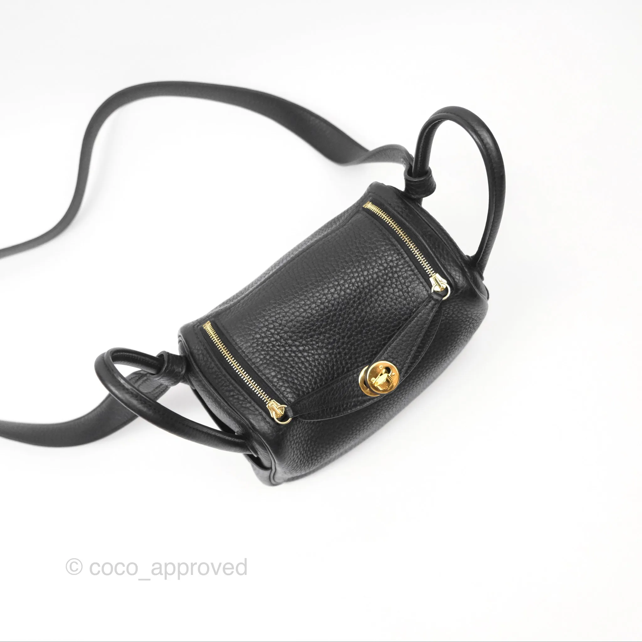 Herms Mini Lindy 20 Noir 89 Clemence Gold Hardware
