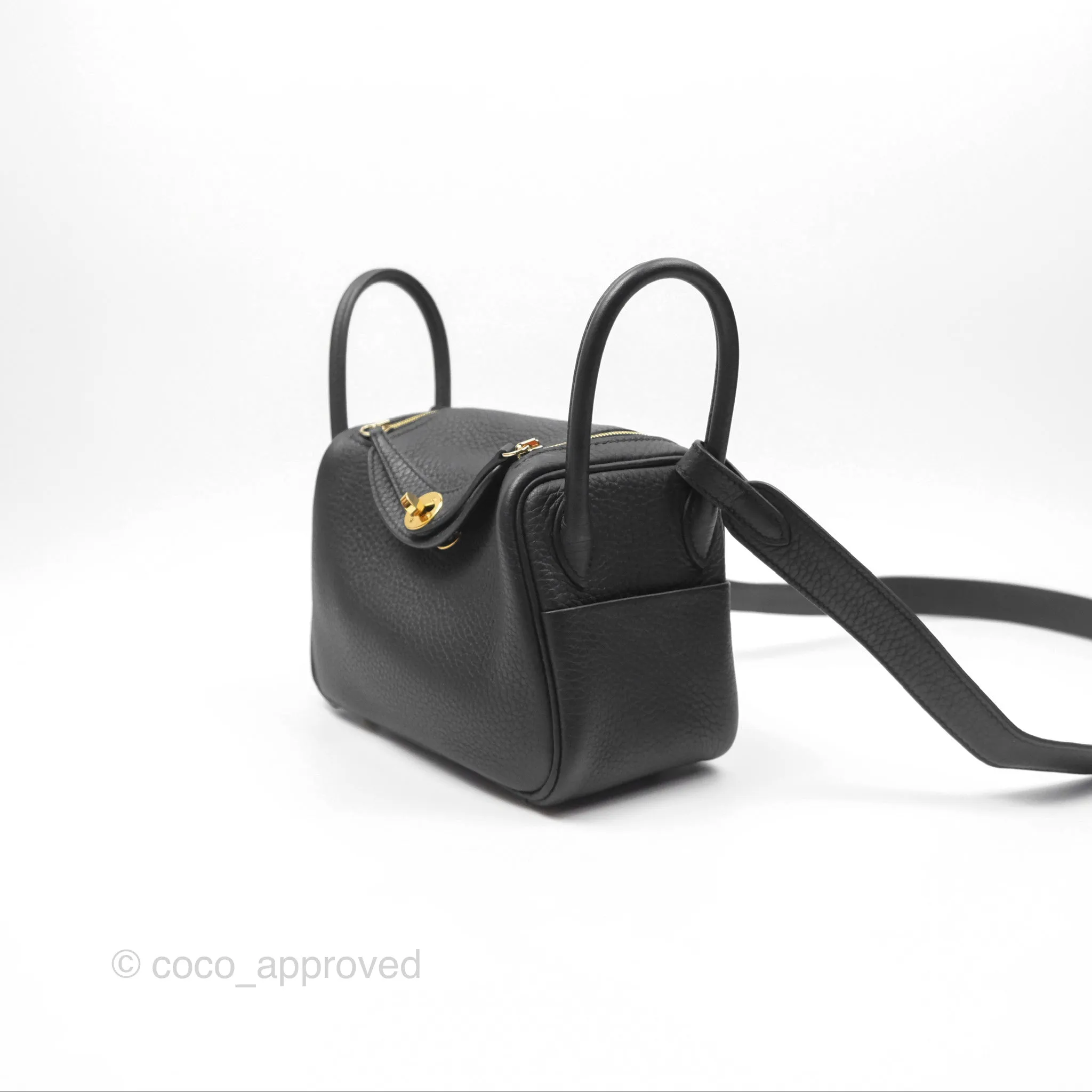 Herms Mini Lindy 20 Noir 89 Clemence Gold Hardware