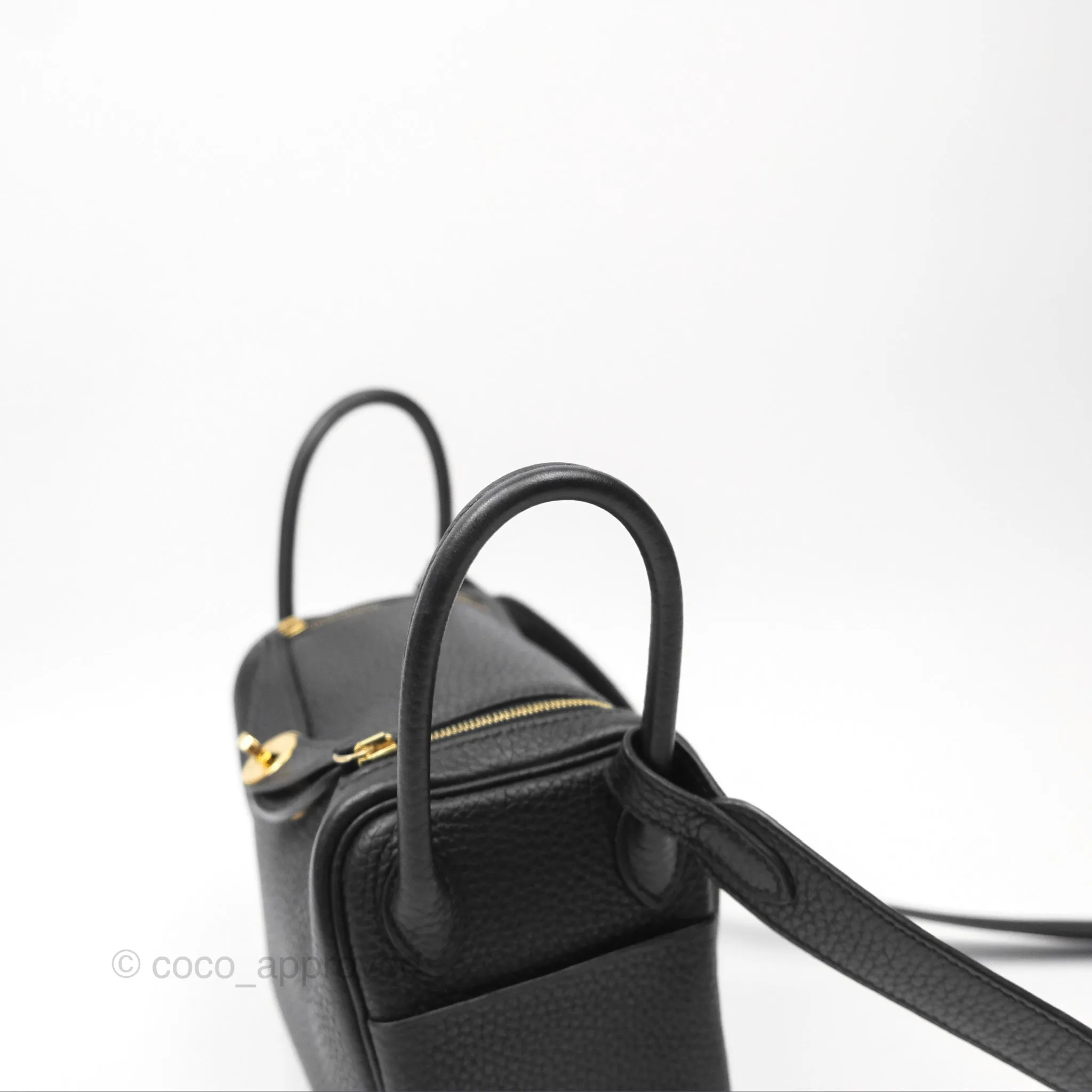 Herms Mini Lindy 20 Noir 89 Clemence Gold Hardware