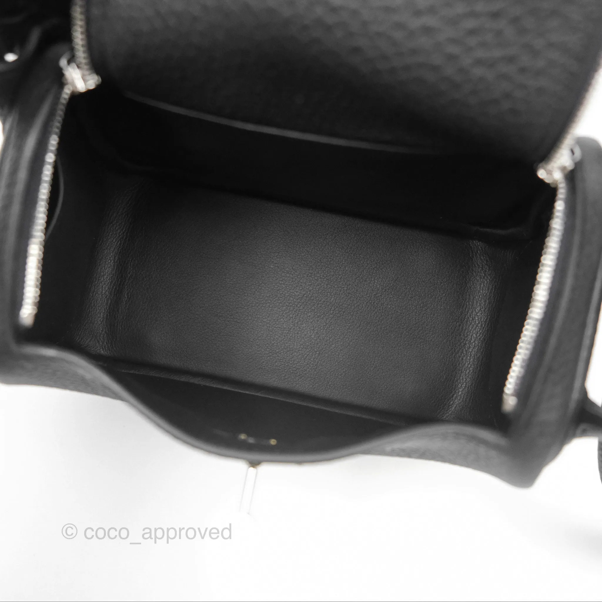 Herms Mini Lindy 20 Noir 89 Clemence Palladium Hardware