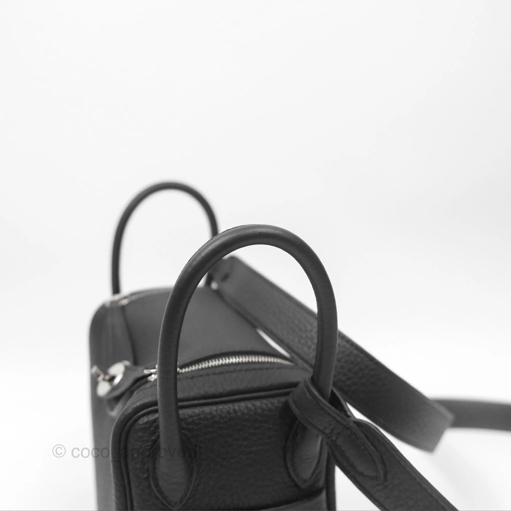 Herms Mini Lindy 20 Noir 89 Clemence Palladium Hardware