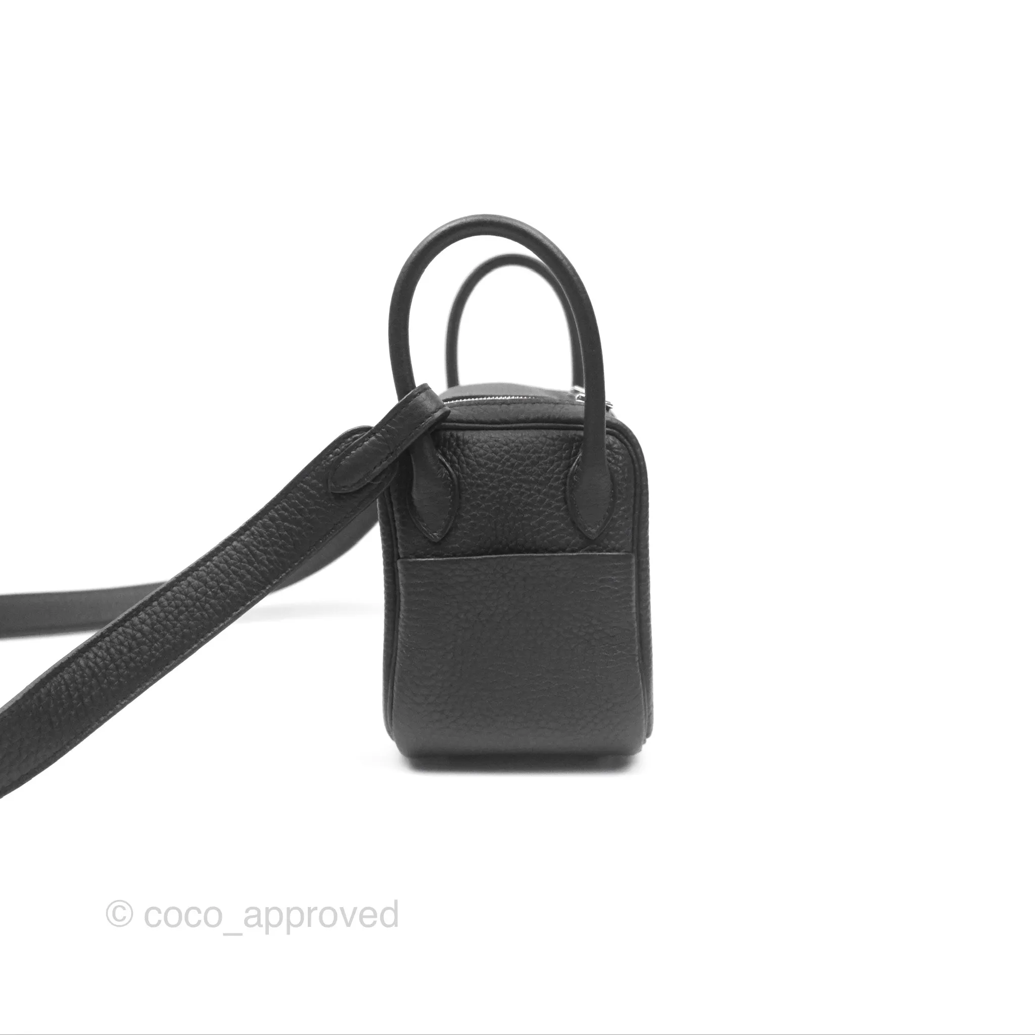 Herms Mini Lindy 20 Noir 89 Clemence Palladium Hardware