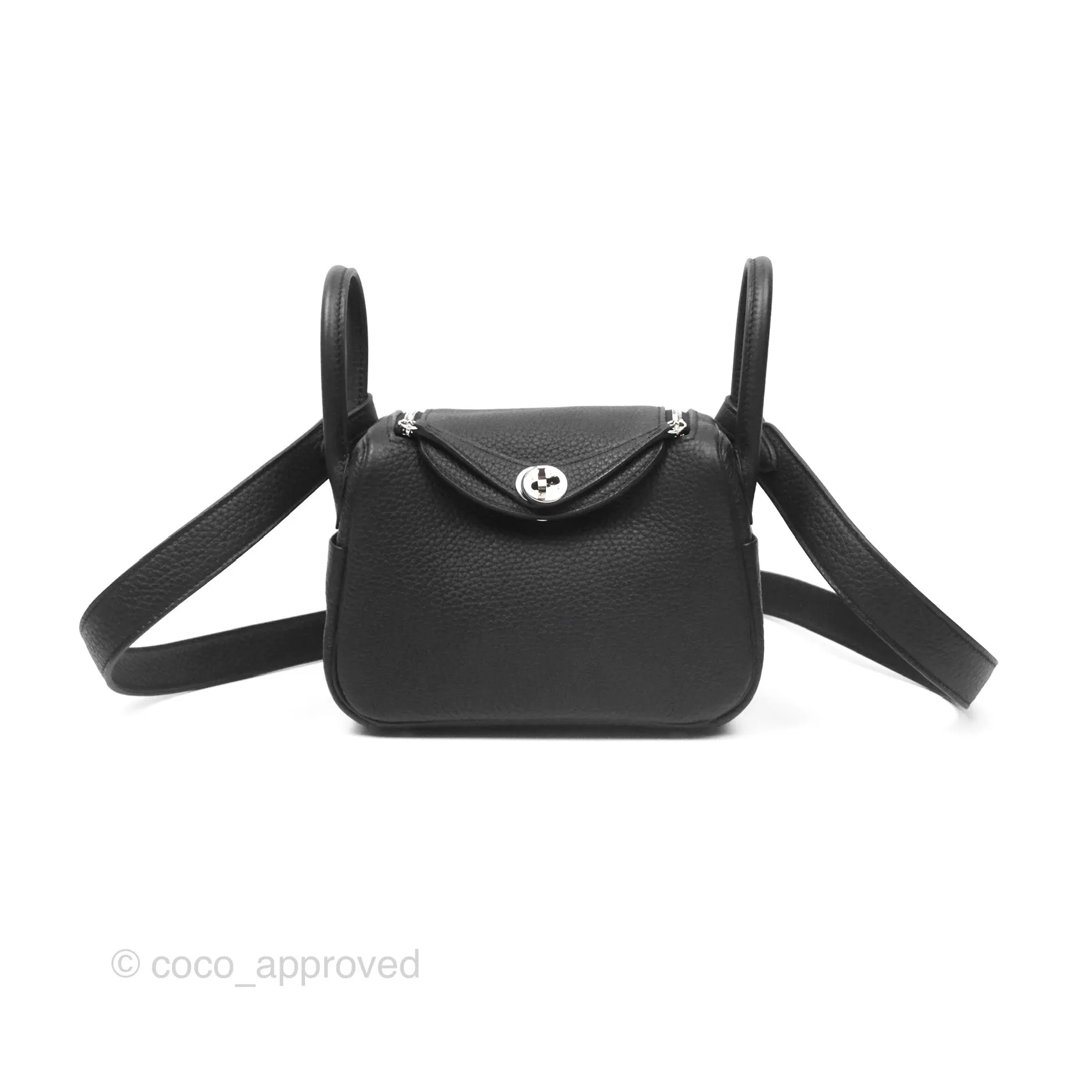 Herms Mini Lindy 20 Noir 89 Clemence Palladium Hardware
