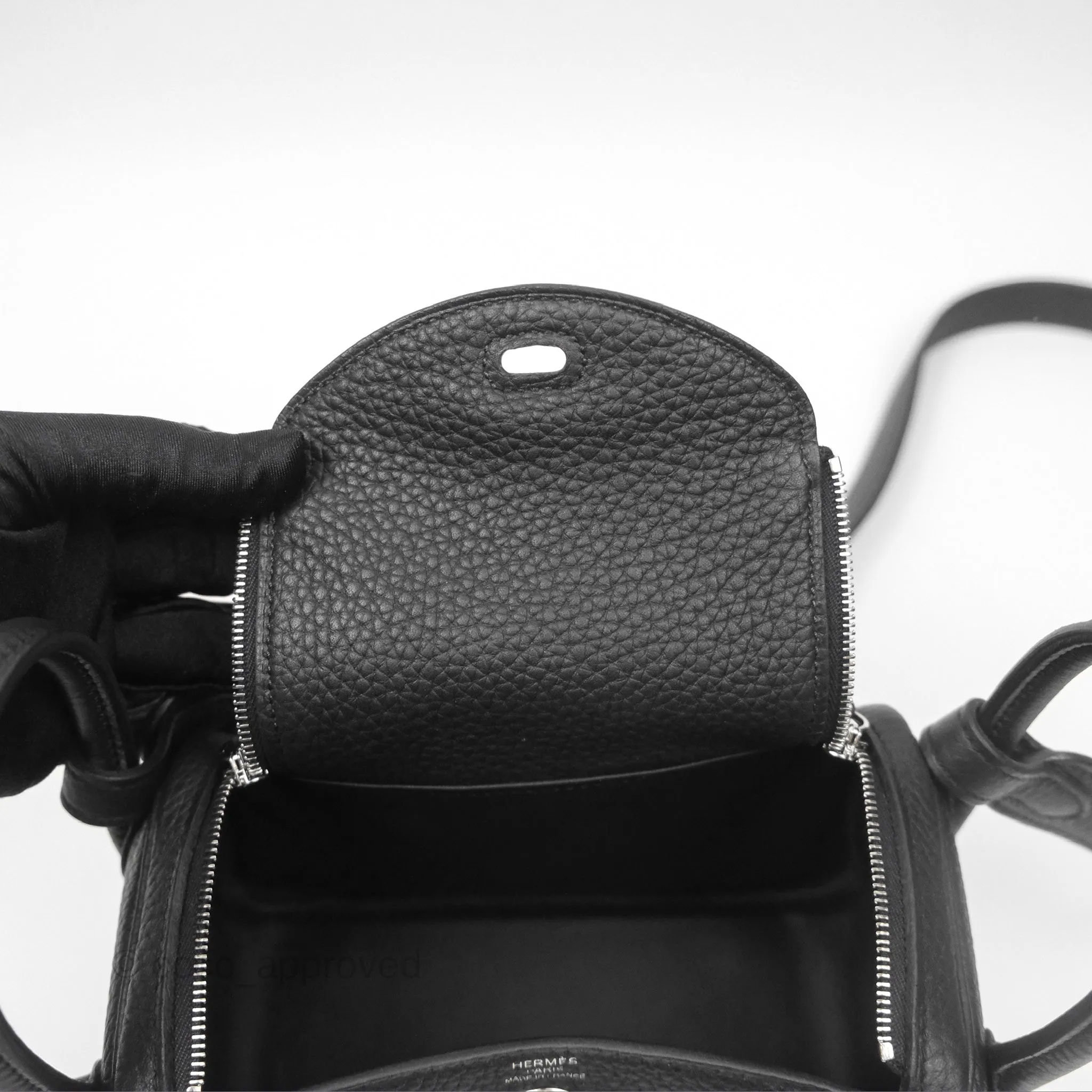 Herms Mini Lindy 20 Noir 89 Clemence Palladium Hardware