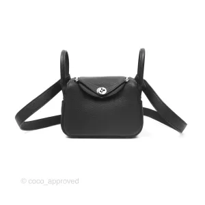 Herms Mini Lindy 20 Noir 89 Clemence Palladium Hardware