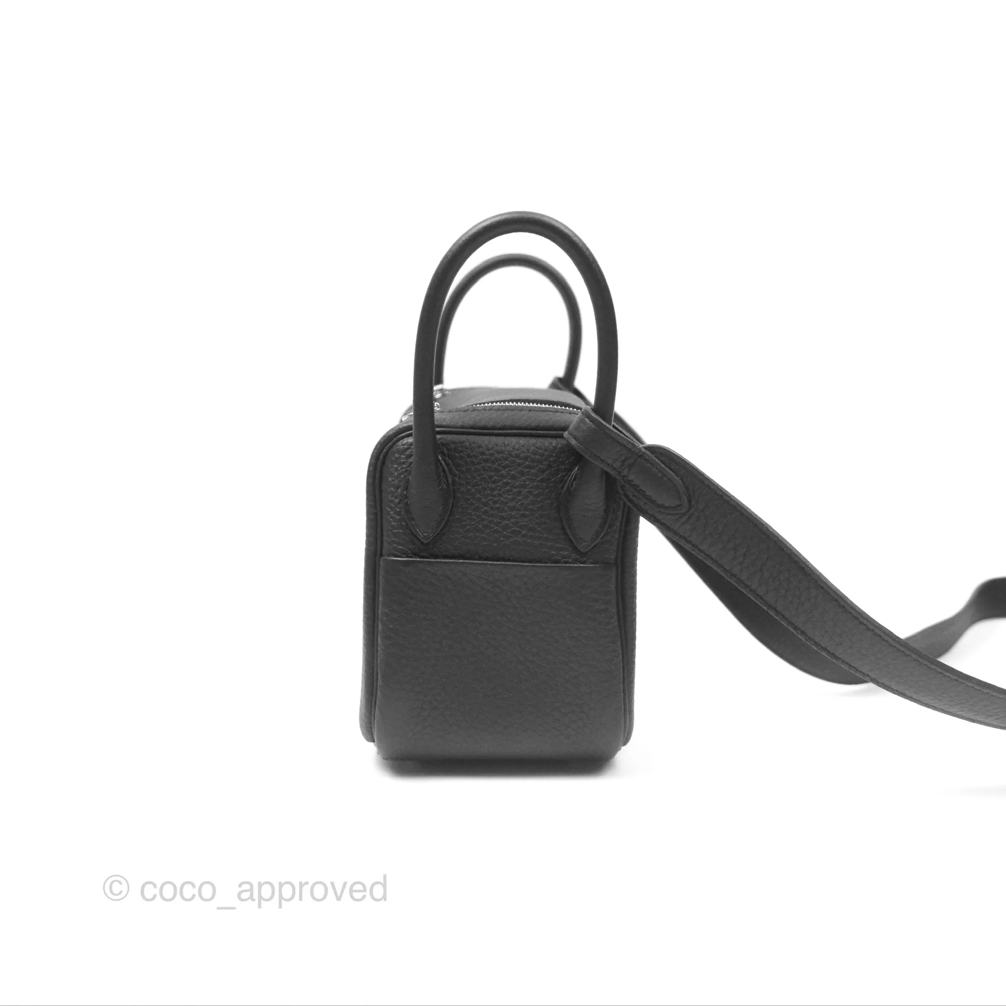 Herms Mini Lindy 20 Noir 89 Clemence Palladium Hardware