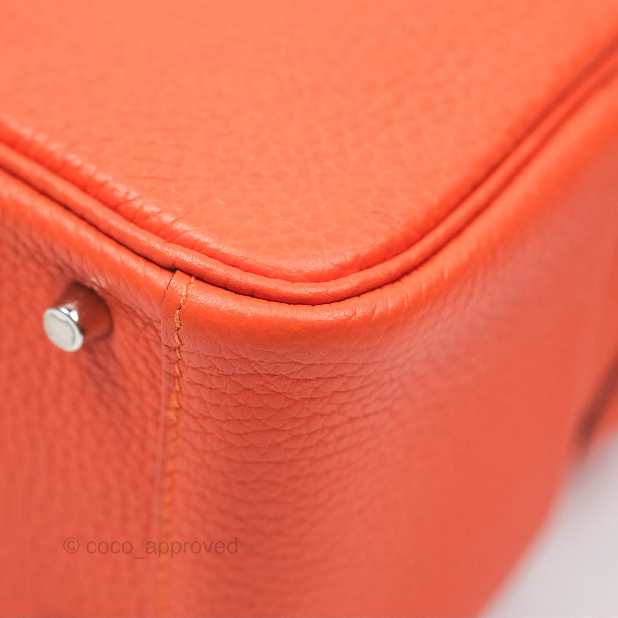 Herms Mini Lindy 20 Orange Poppy 8V Clemence Palladium Hardware