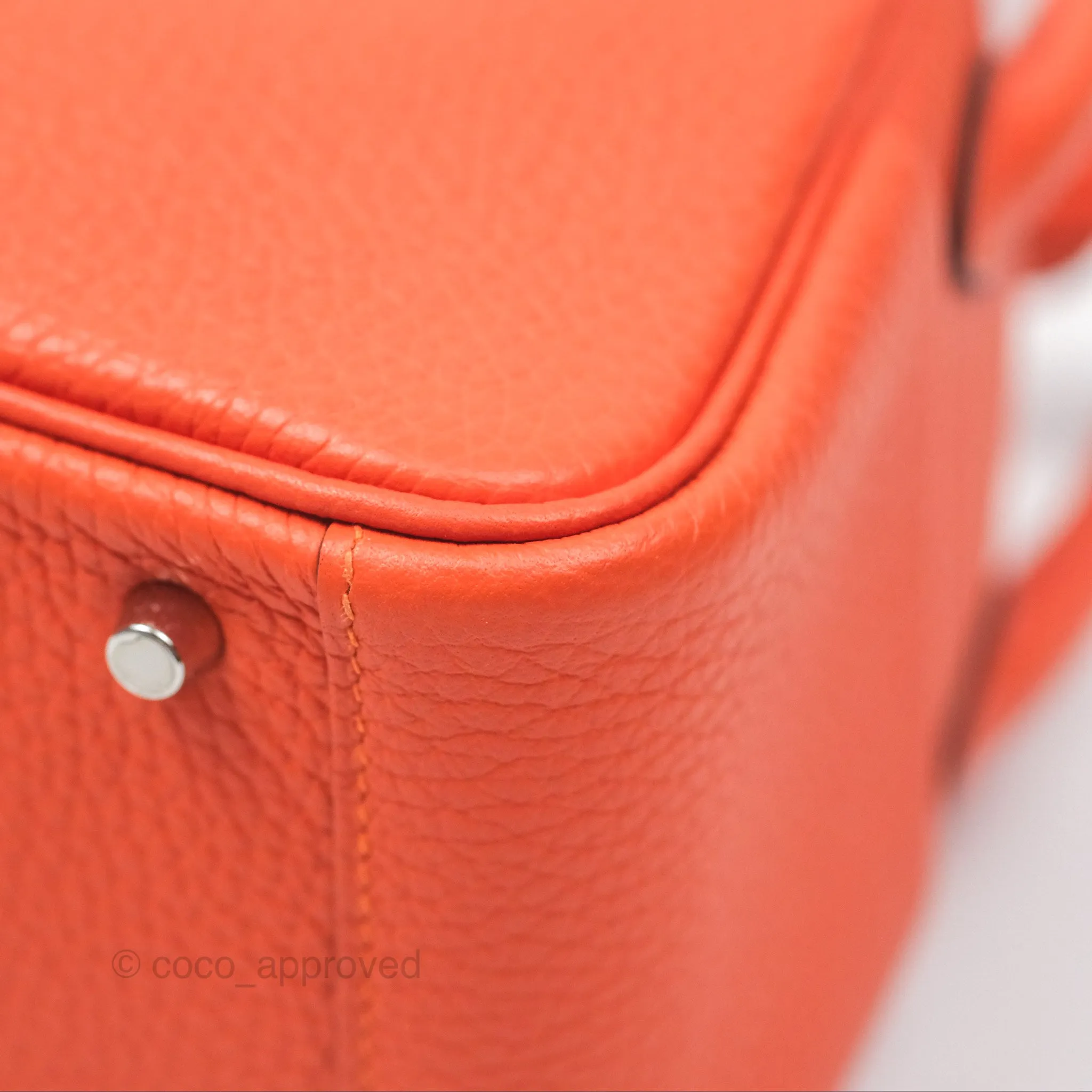 Herms Mini Lindy 20 Orange Poppy 8V Clemence Palladium Hardware