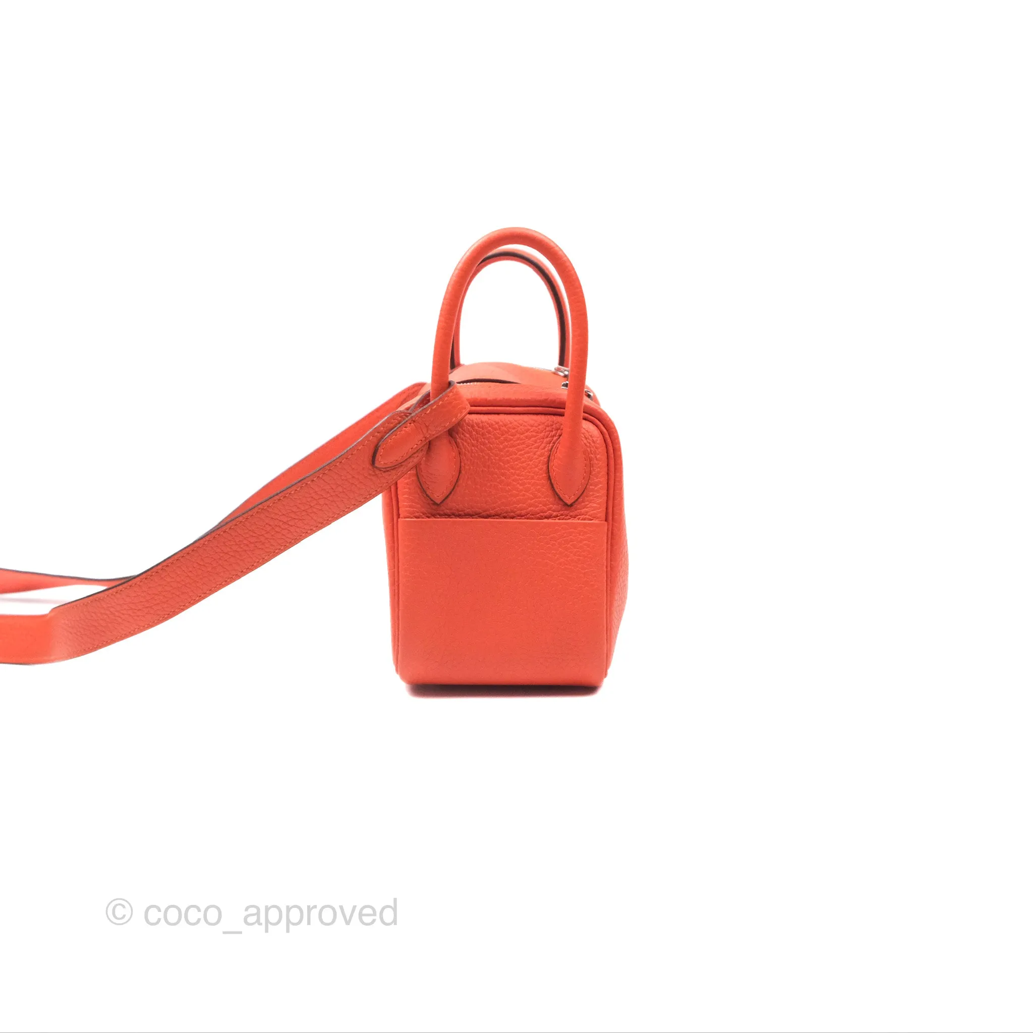 Herms Mini Lindy 20 Orange Poppy 8V Clemence Palladium Hardware
