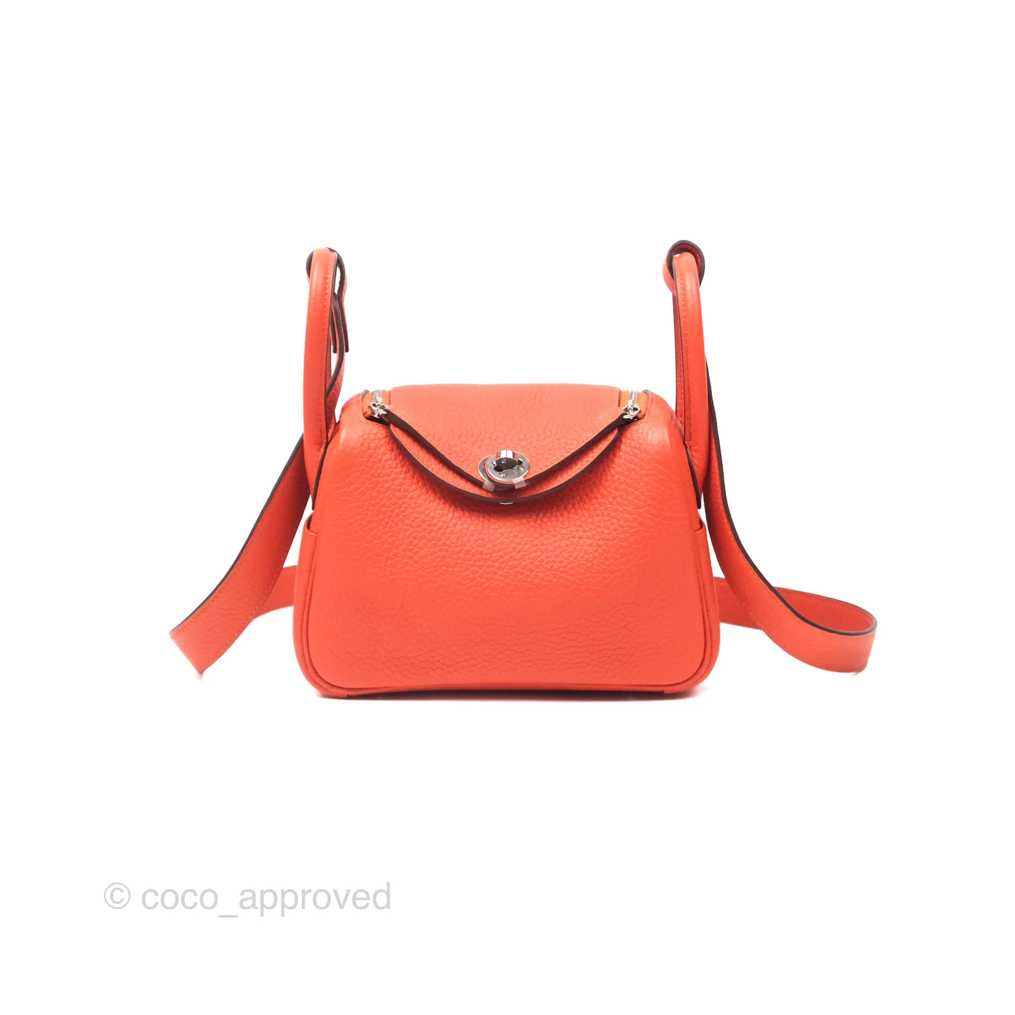 Herms Mini Lindy 20 Orange Poppy 8V Clemence Palladium Hardware